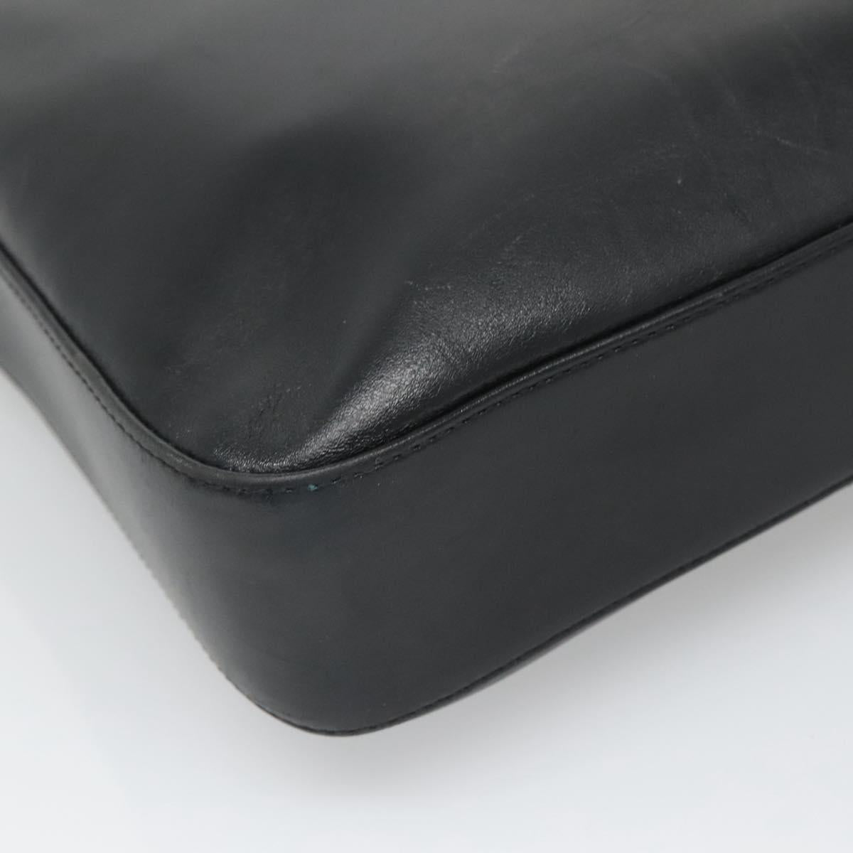 BURBERRY Hand Bag Leather Black Silver Auth 121079