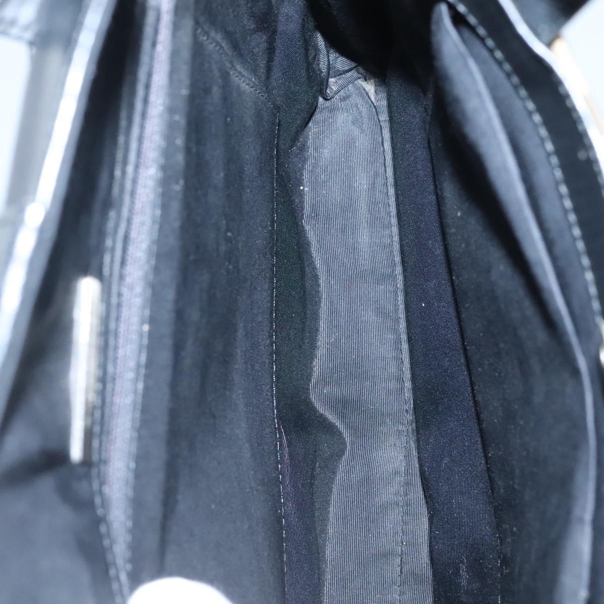 BURBERRY Hand Bag Leather Black Silver Auth 121079