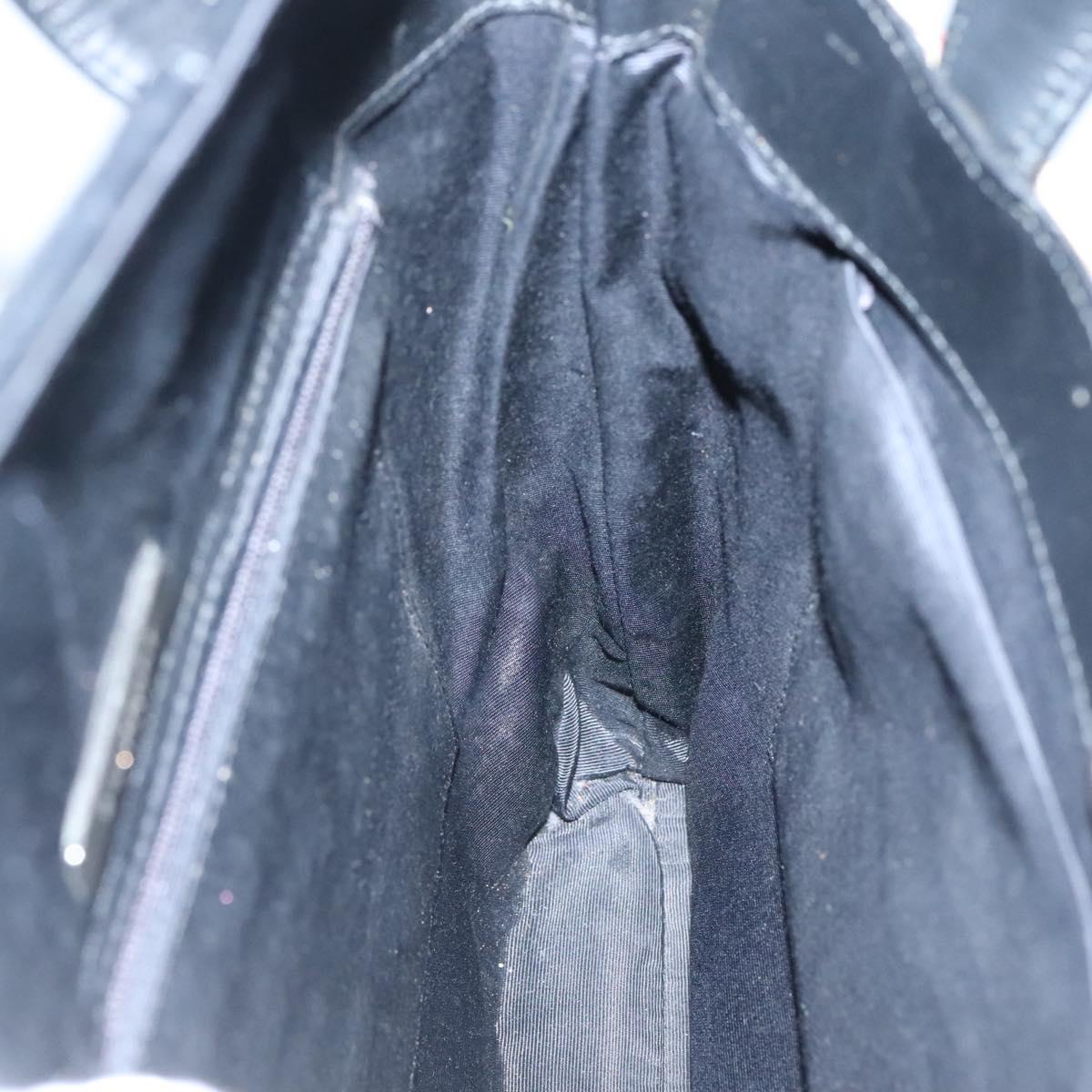 BURBERRY Hand Bag Leather Black Silver Auth 121079