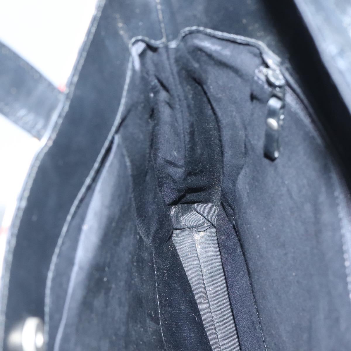 BURBERRY Hand Bag Leather Black Silver Auth 121079