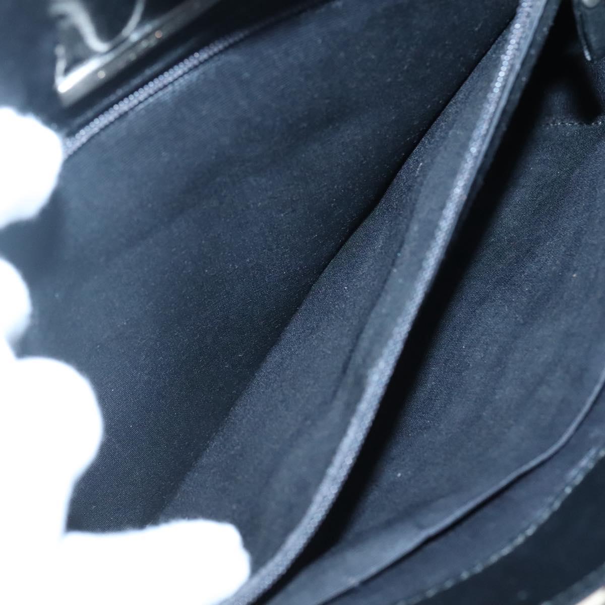 BURBERRY Hand Bag Leather Black Silver Auth 121079