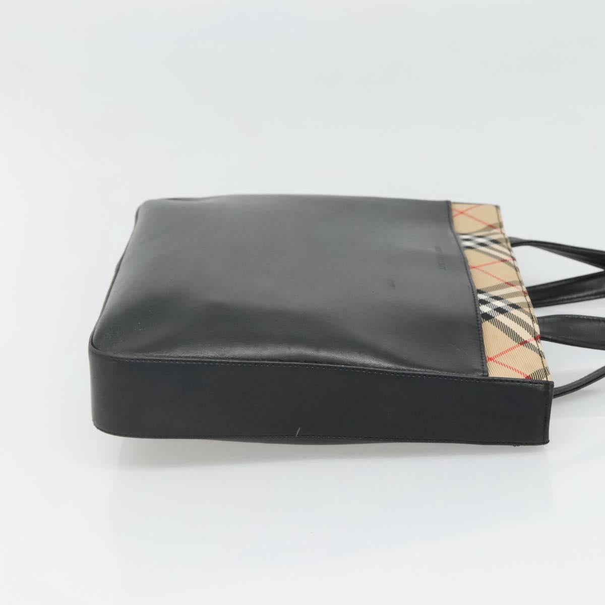 BURBERRY Hand Bag Leather Black Silver Auth 121079