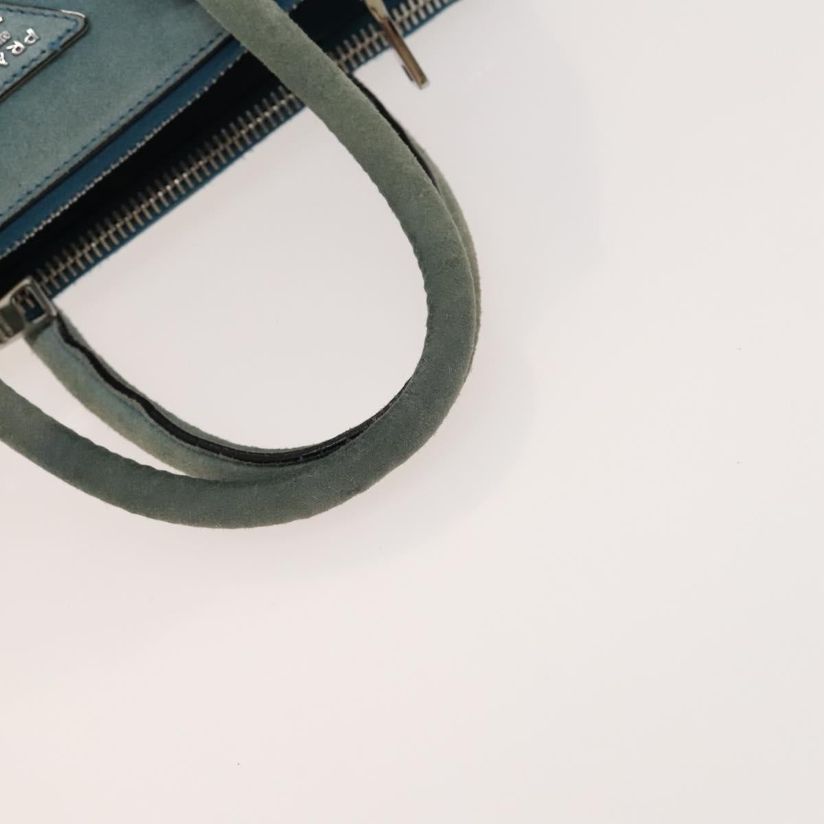 PRADA Hand Bag Suede 2way Blue Silver Auth 121083