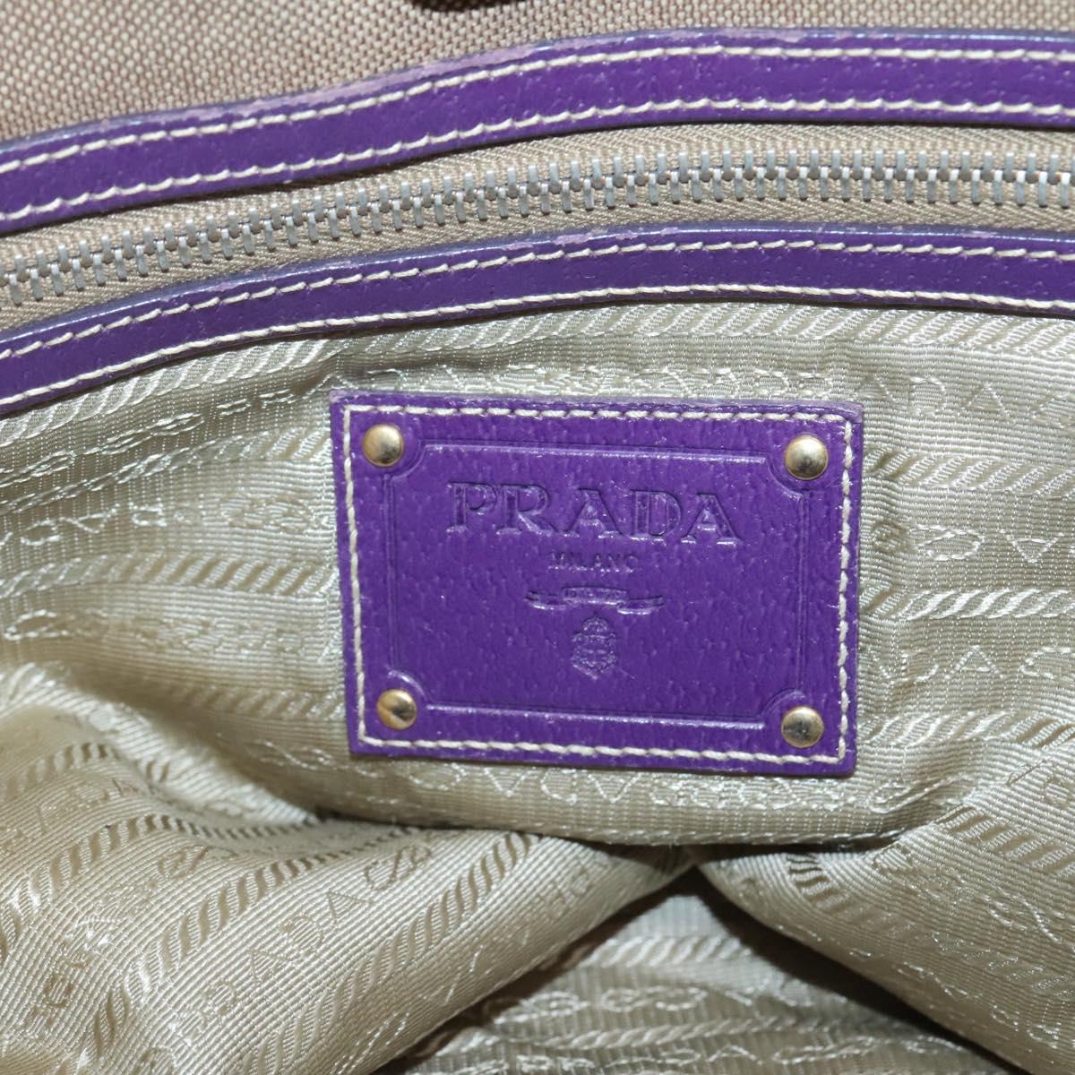 PRADA Hand Bag Canvas Khaki Auth 121093