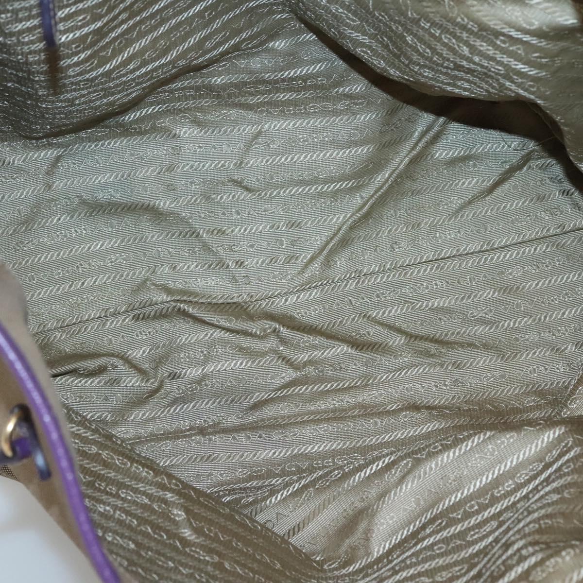 PRADA Hand Bag Canvas Khaki Auth 121093