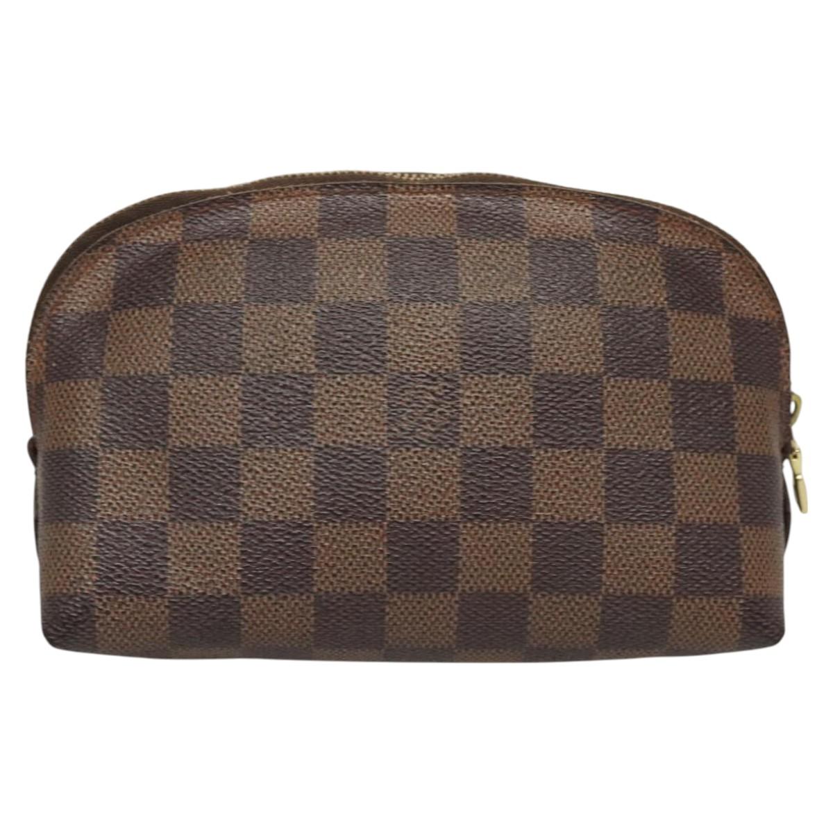 LOUIS VUITTON Damier Ebene Pochette Cosmetic PM Pouch N47516 LV Auth 121098