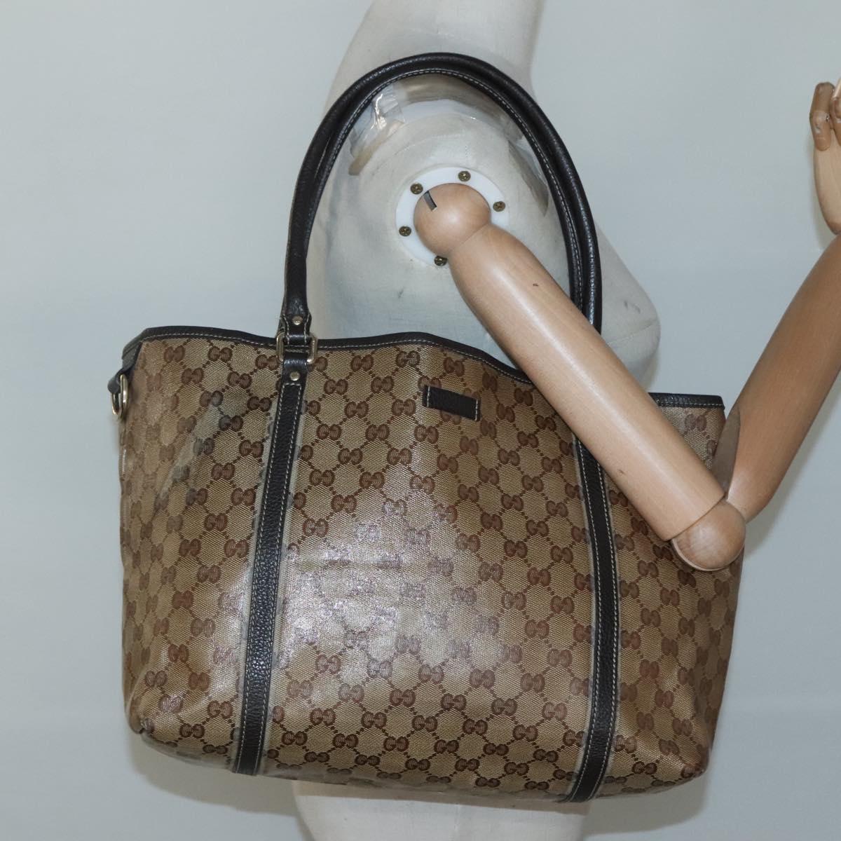 GUCCI GG Crystal Tote Bag Outlet Beige Gold 265693 Auth 121100