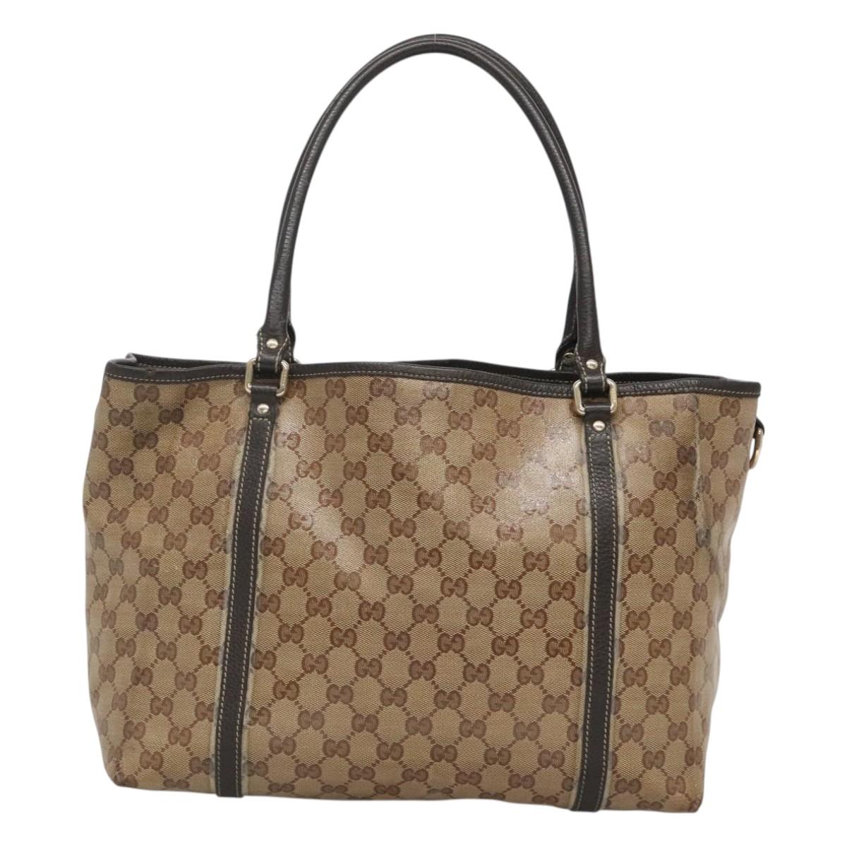 GUCCI GG Crystal Tote Bag Outlet Beige Gold 265693 Auth 121100