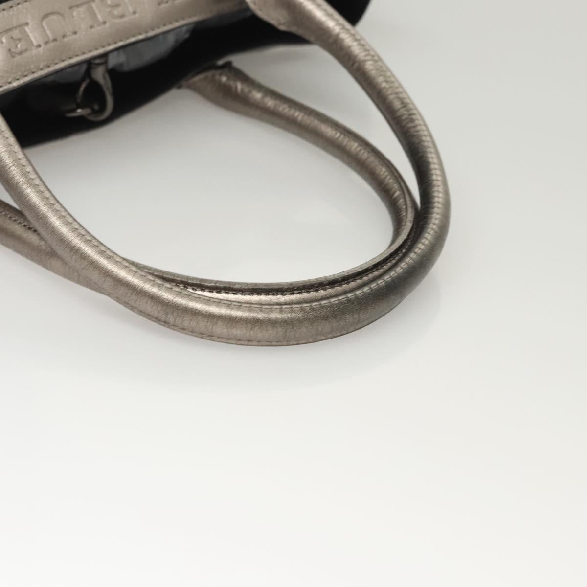BURBERRY Blue Label Hand Bag Canvas Black Silver Auth 121101