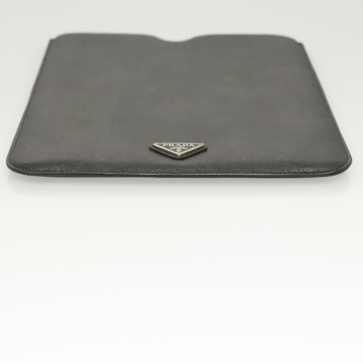PRADA iPad Case Safiano leather Black Auth 121105
