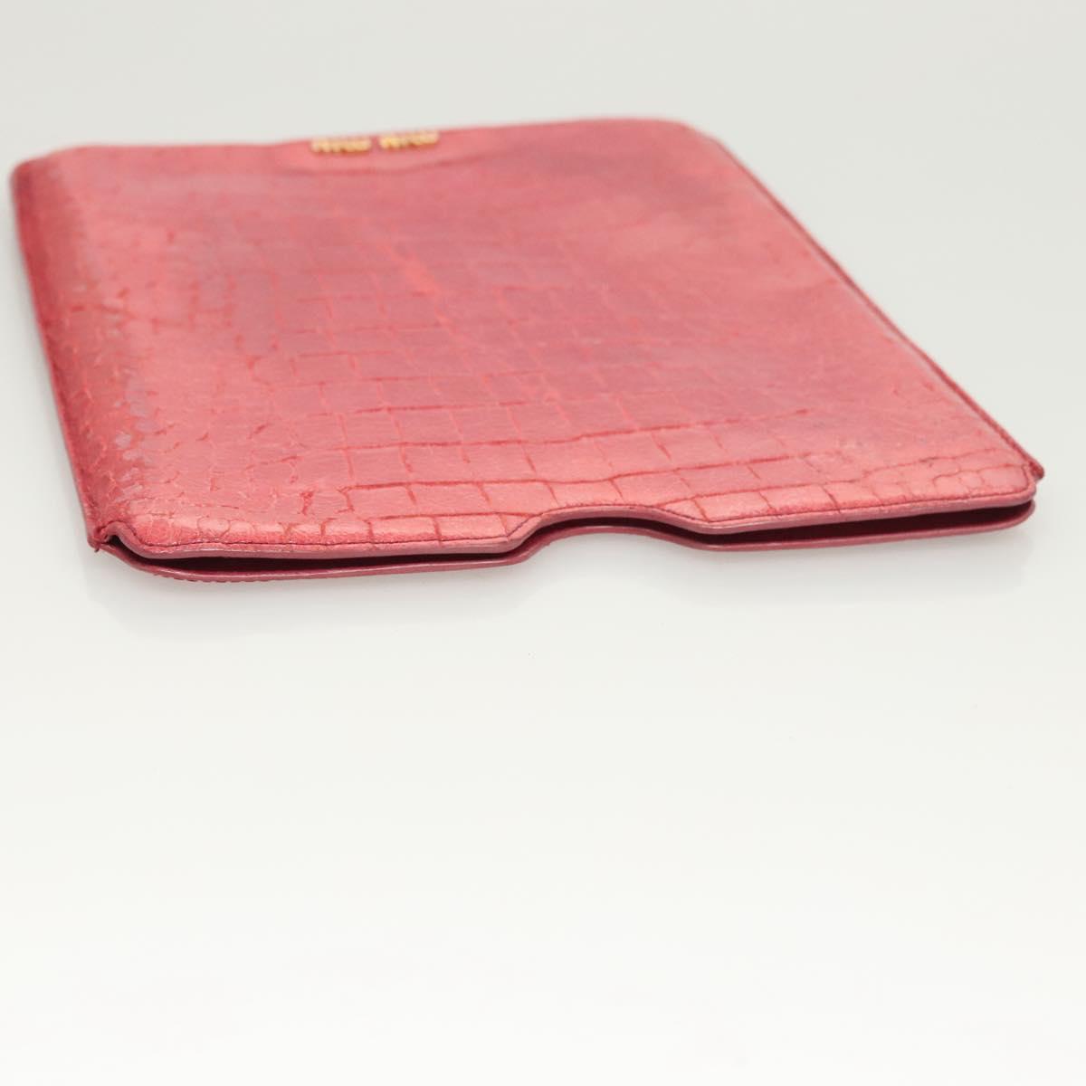 Miu Miu iPad Case Leather Pink Auth 121106