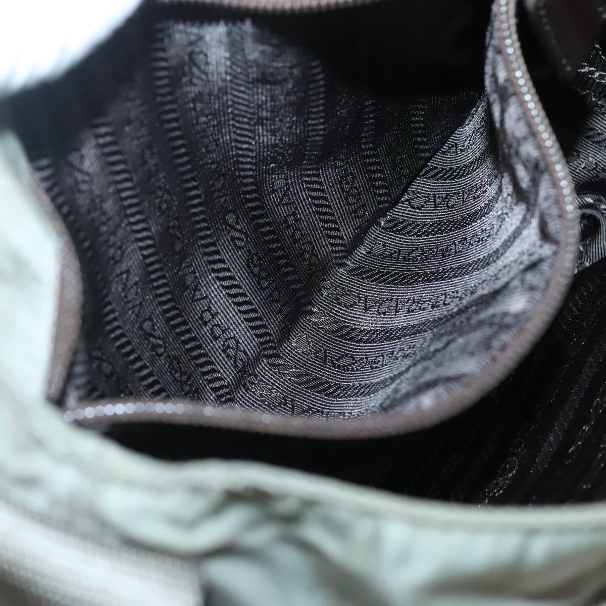 PRADA Shoulder Bag Nylon Green Silver Auth 121113