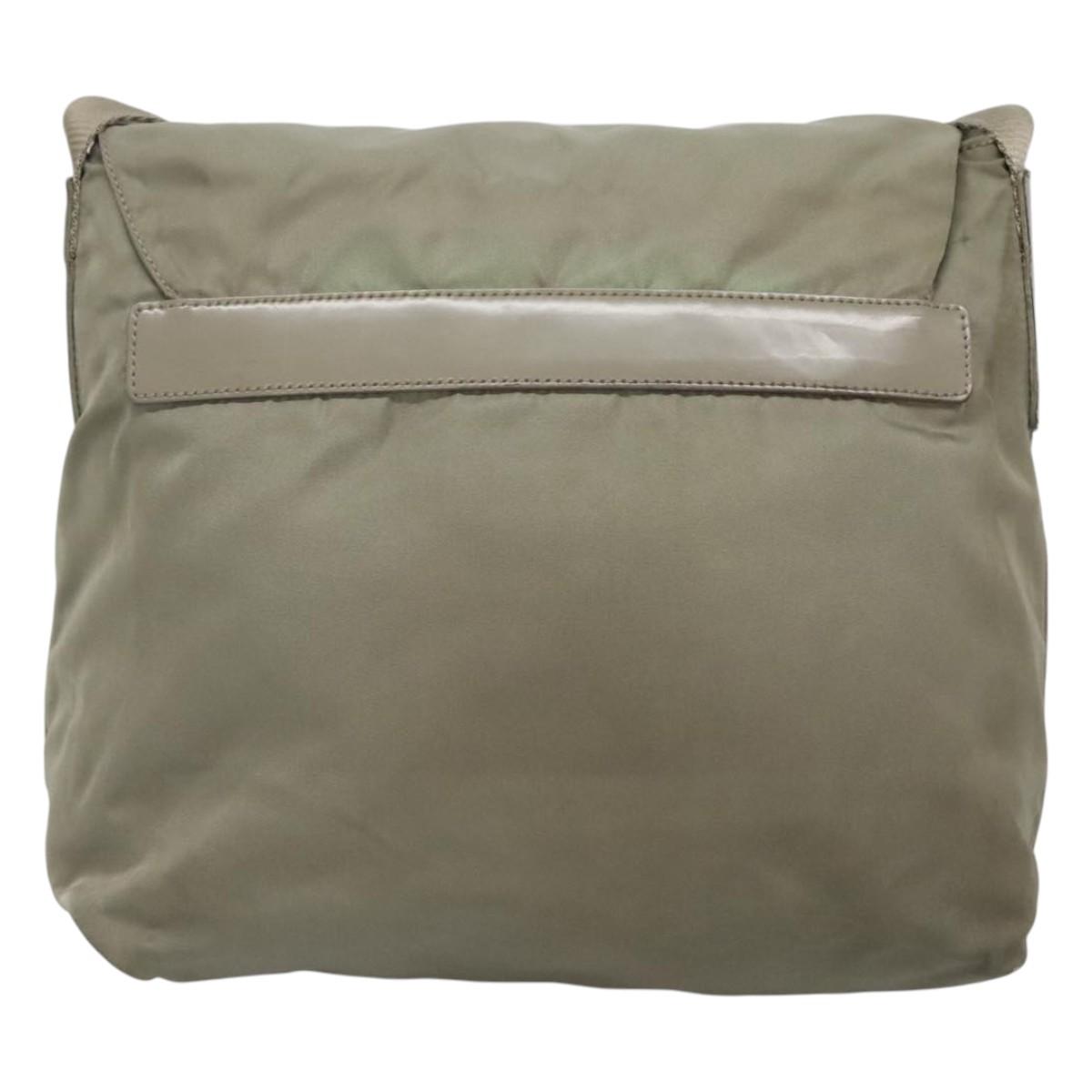 PRADA Shoulder Bag Nylon Green Silver Auth 121113