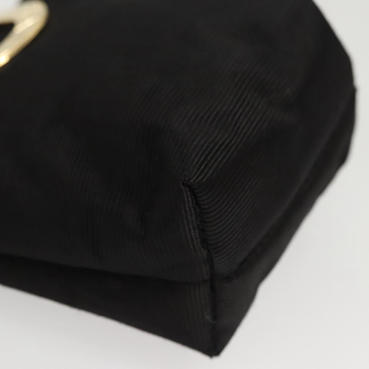 CELINE Pouch Nylon Black Gold Auth 121116
