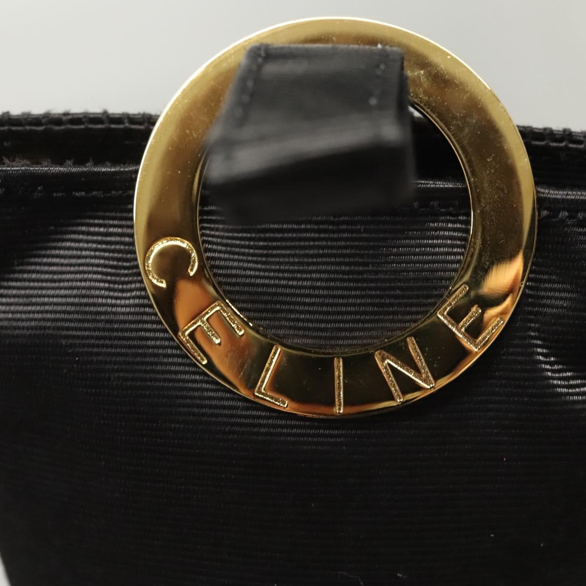 CELINE Pouch Nylon Black Gold Auth 121116