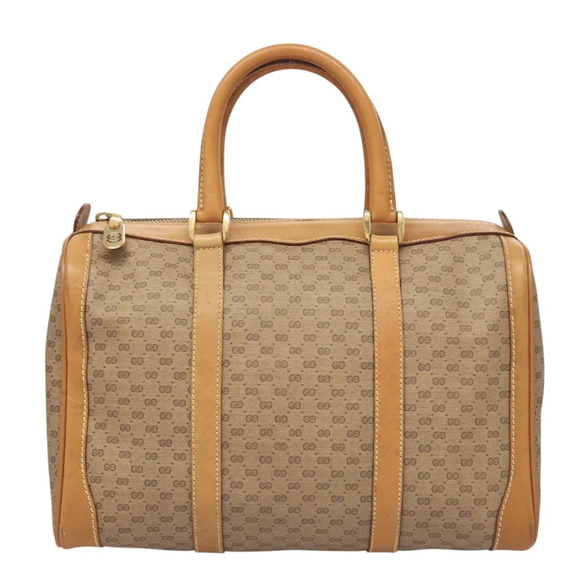 GUCCI Micro GG Supreme Hand Bag PVC Beige Gold Auth 121121