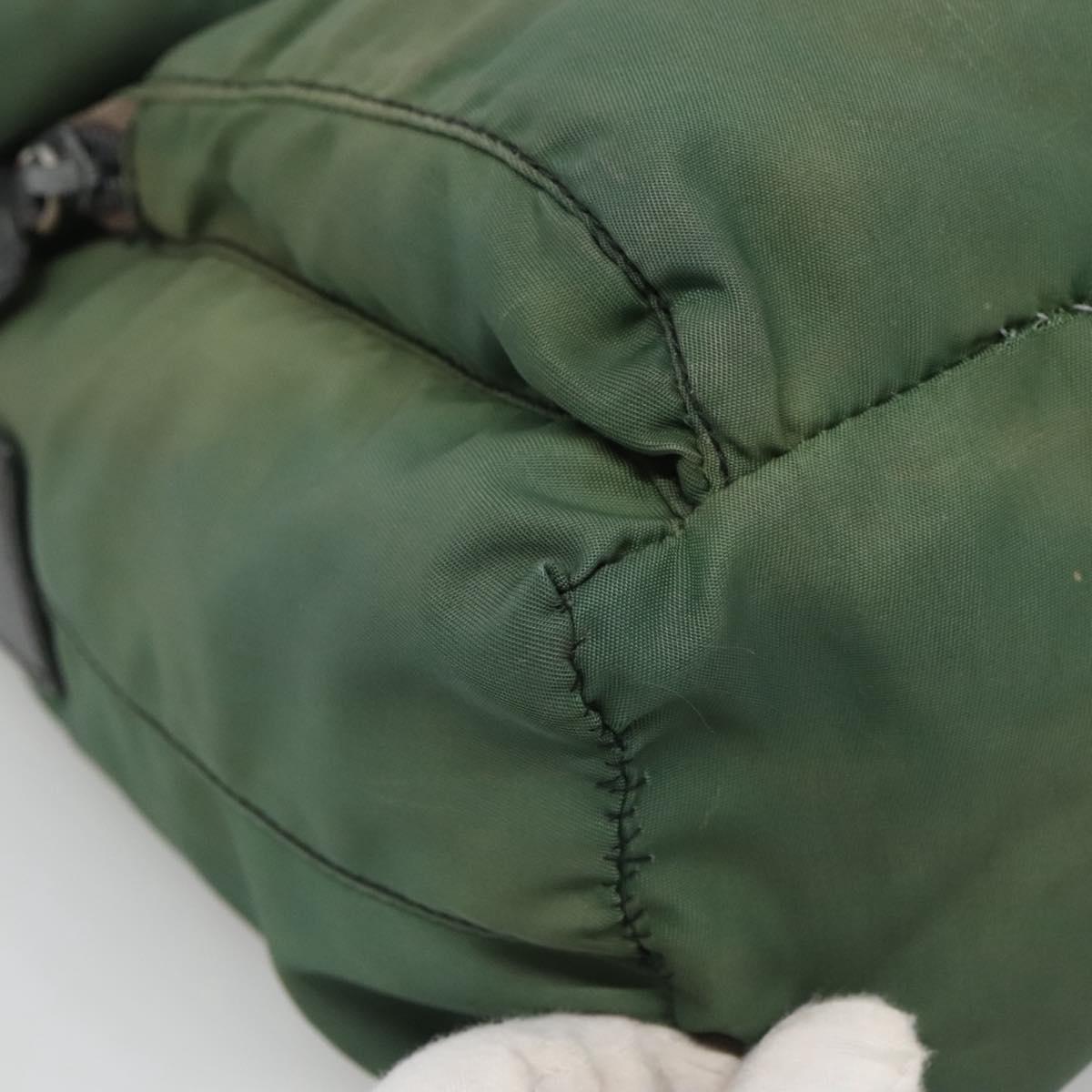 PRADA Shoulder Bag Nylon Green Silver Auth 121124