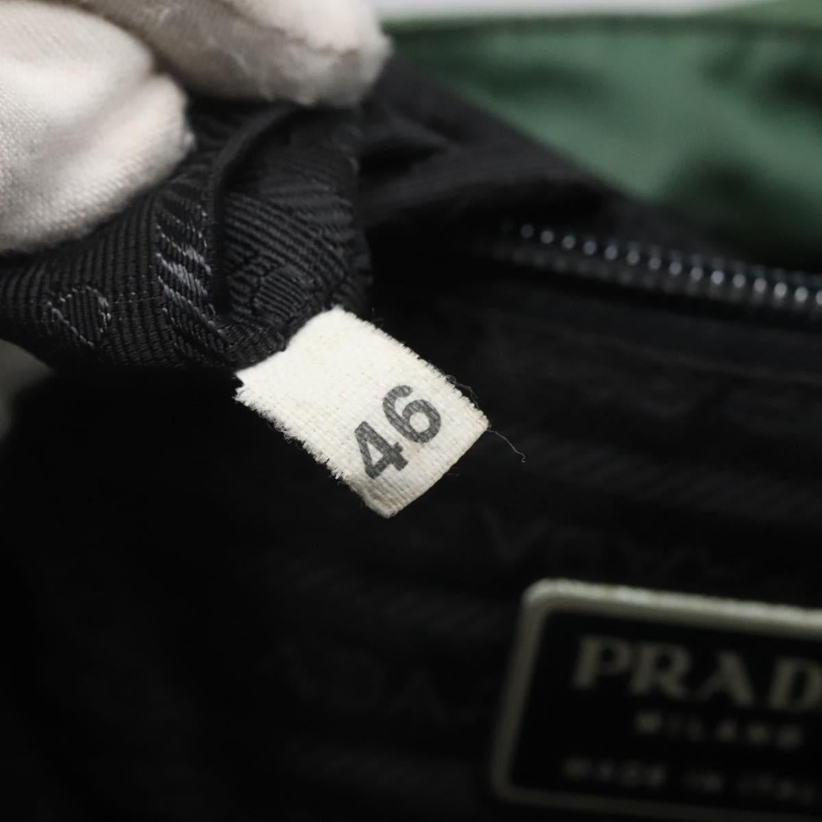 PRADA Shoulder Bag Nylon Green Silver Auth 121124