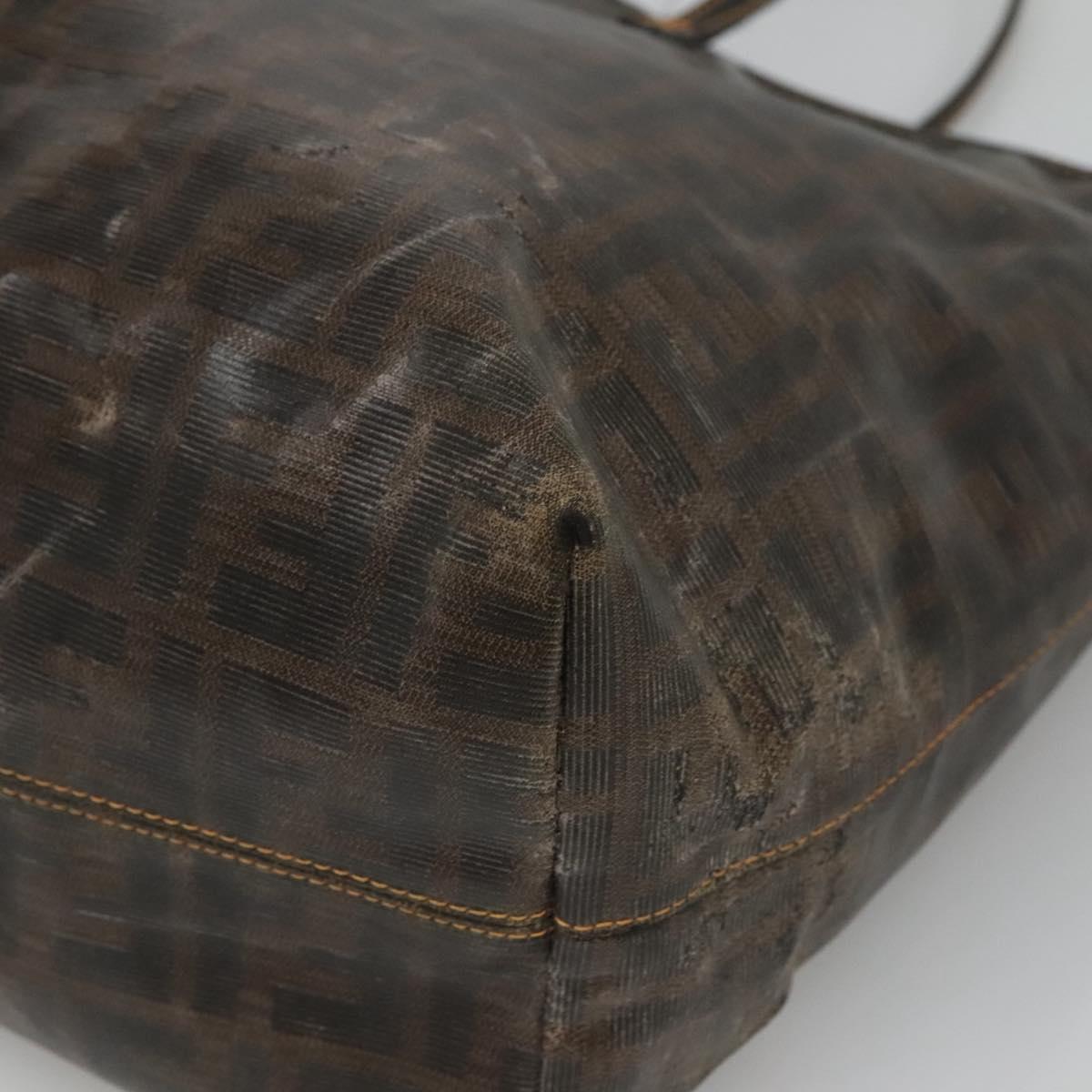 FENDI Zucca Canvas Tote Bag Black Brown Auth 121138