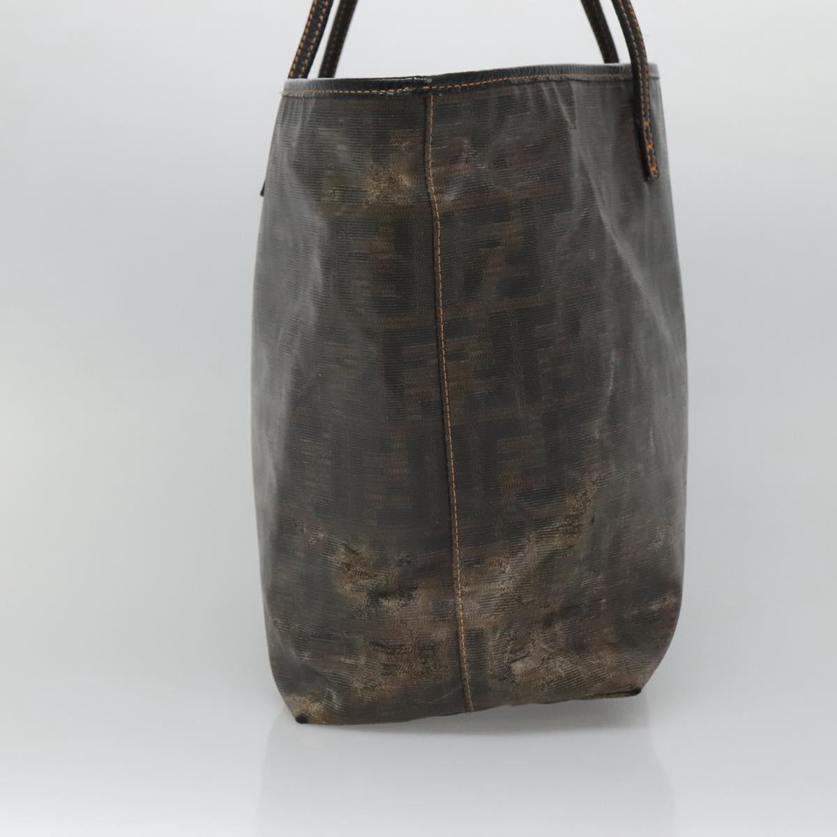 FENDI Zucca Canvas Tote Bag Black Brown Auth 121138
