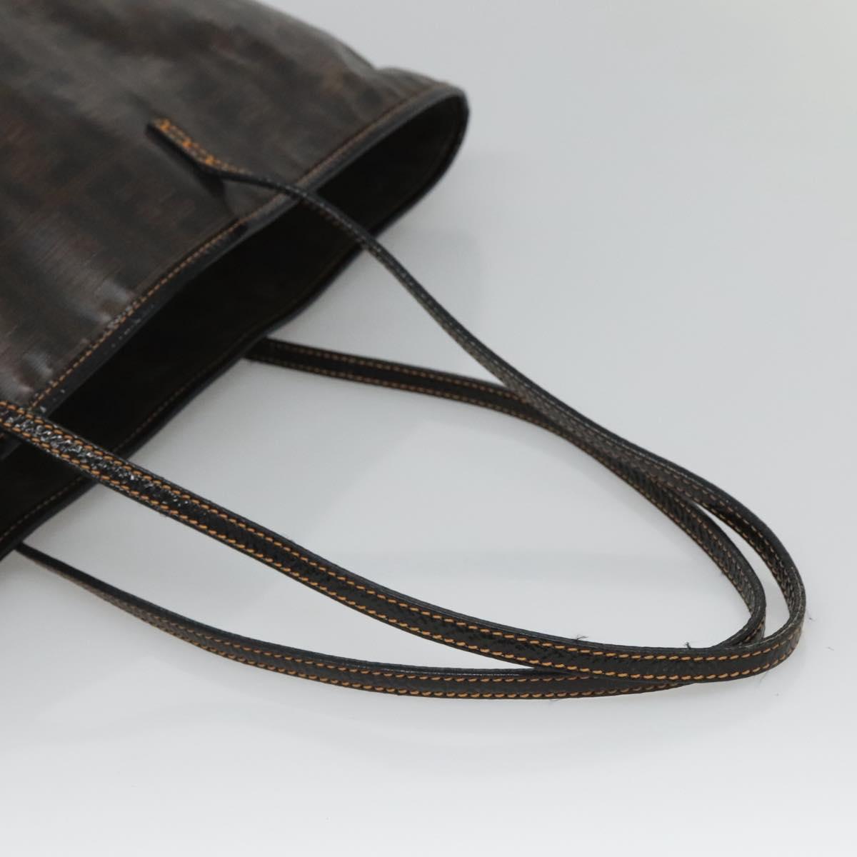 FENDI Zucca Canvas Tote Bag Black Brown Auth 121138