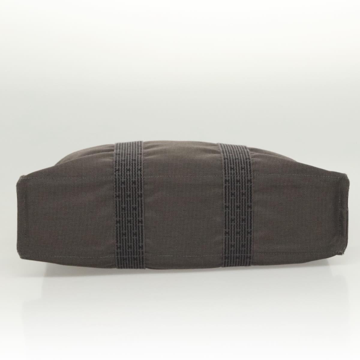 HERMES Her Line MM Hand Bag Canvas Gray Auth 121140