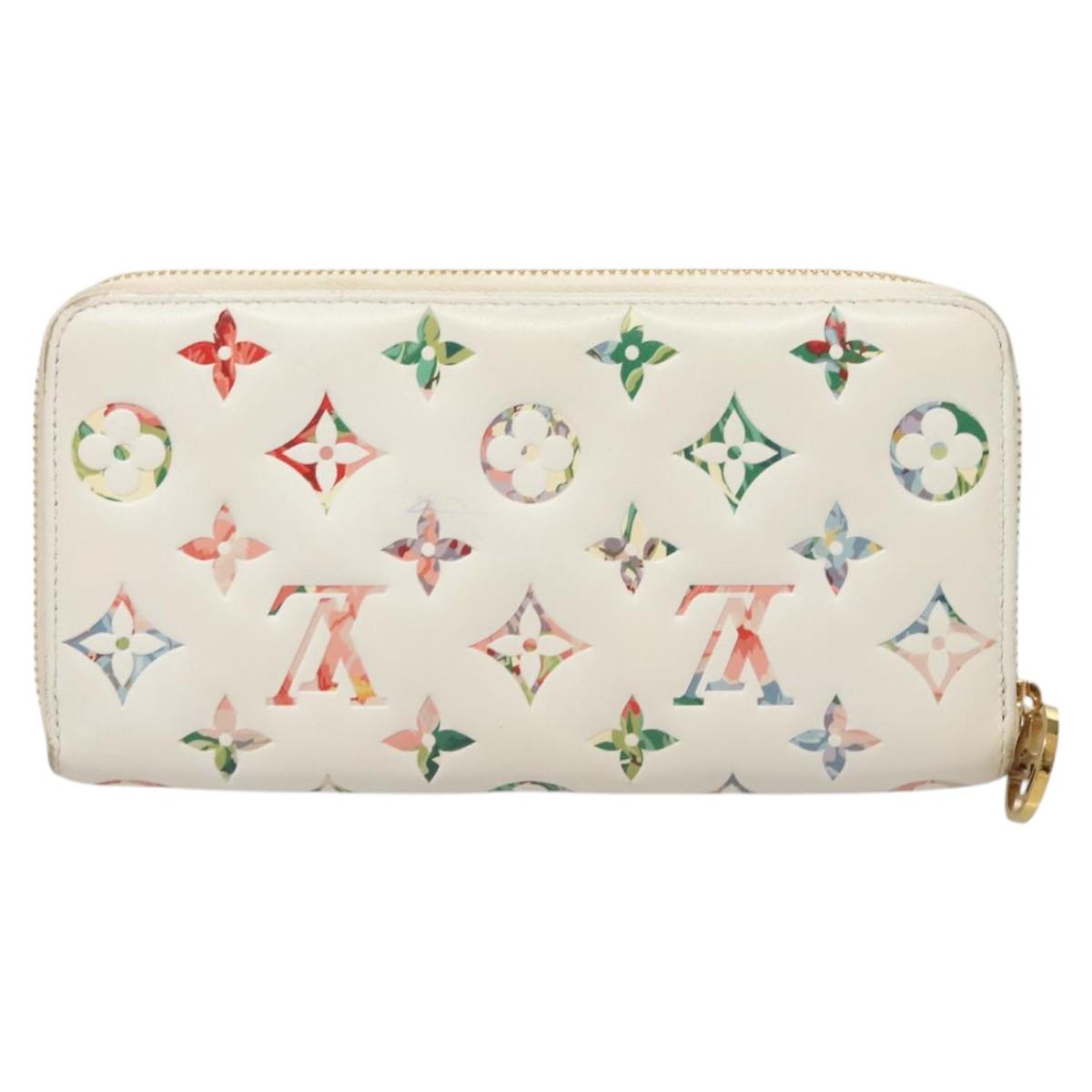 LOUIS VUITTON Monogram Garden Zippy Wallet White M81694 LV Auth 121163