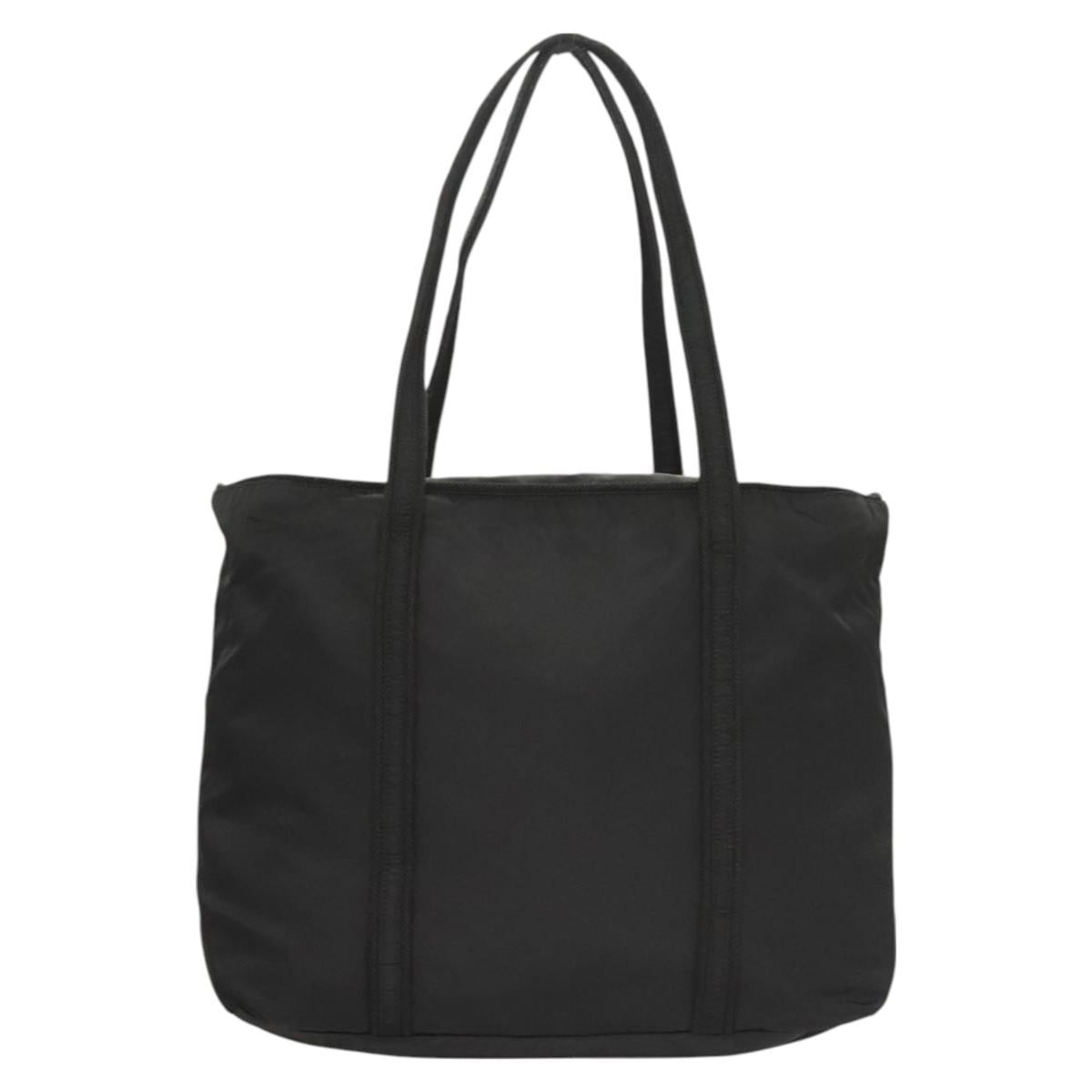 PRADA Tote Bag Nylon Black Silver Auth 121202