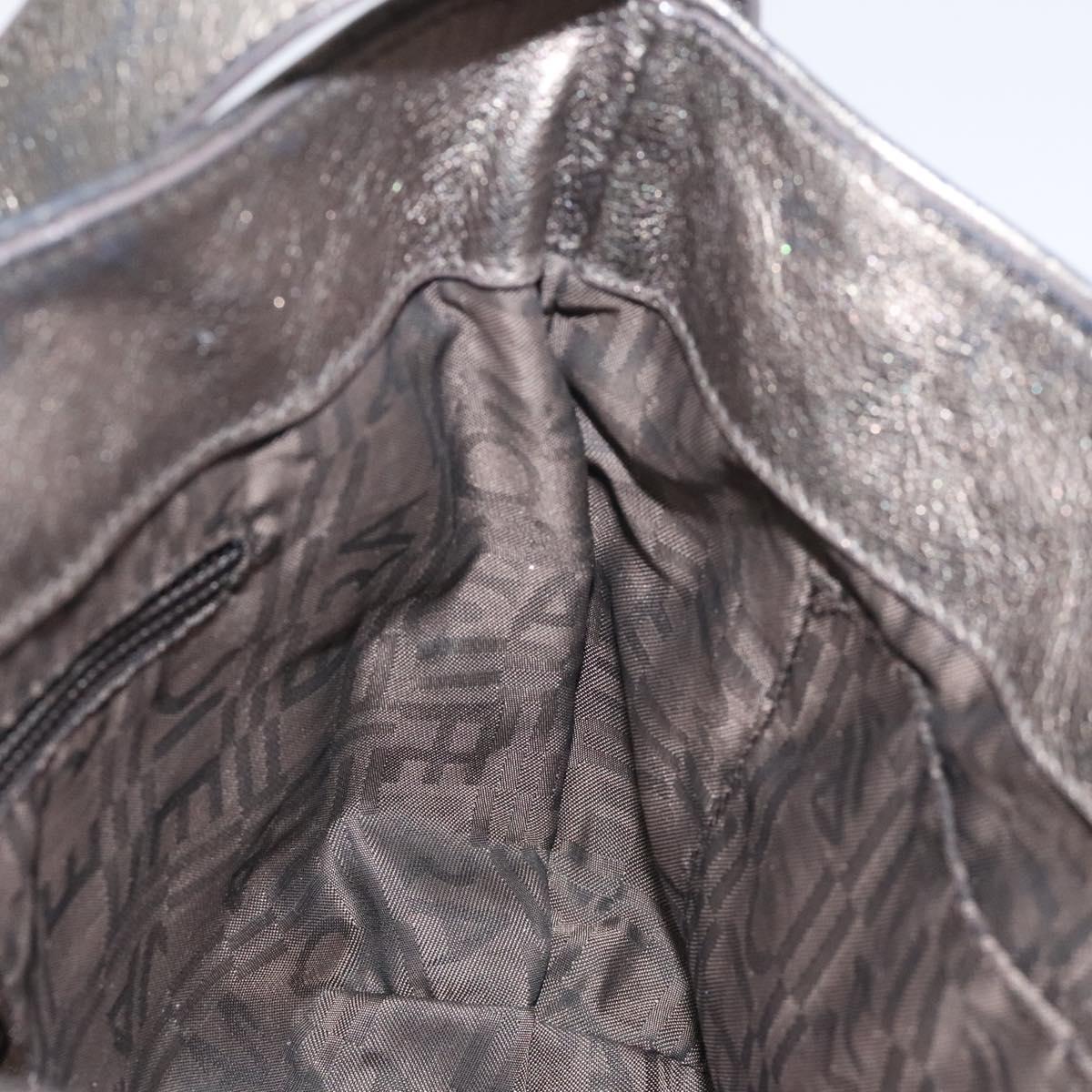 Salvatore Ferragamo Gancini Hand Bag Leather Silver Auth 121217