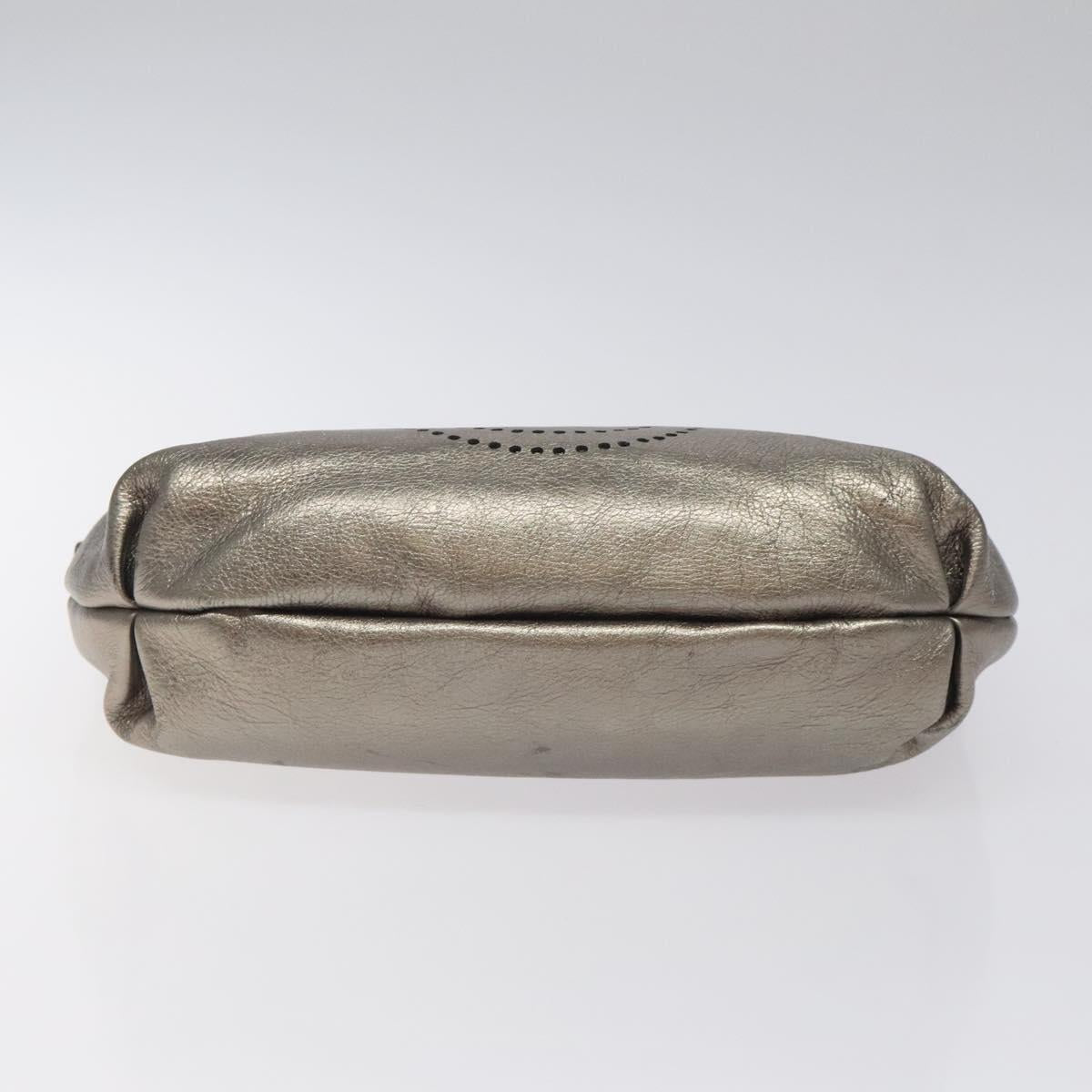 Salvatore Ferragamo Gancini Hand Bag Leather Silver Auth 121217