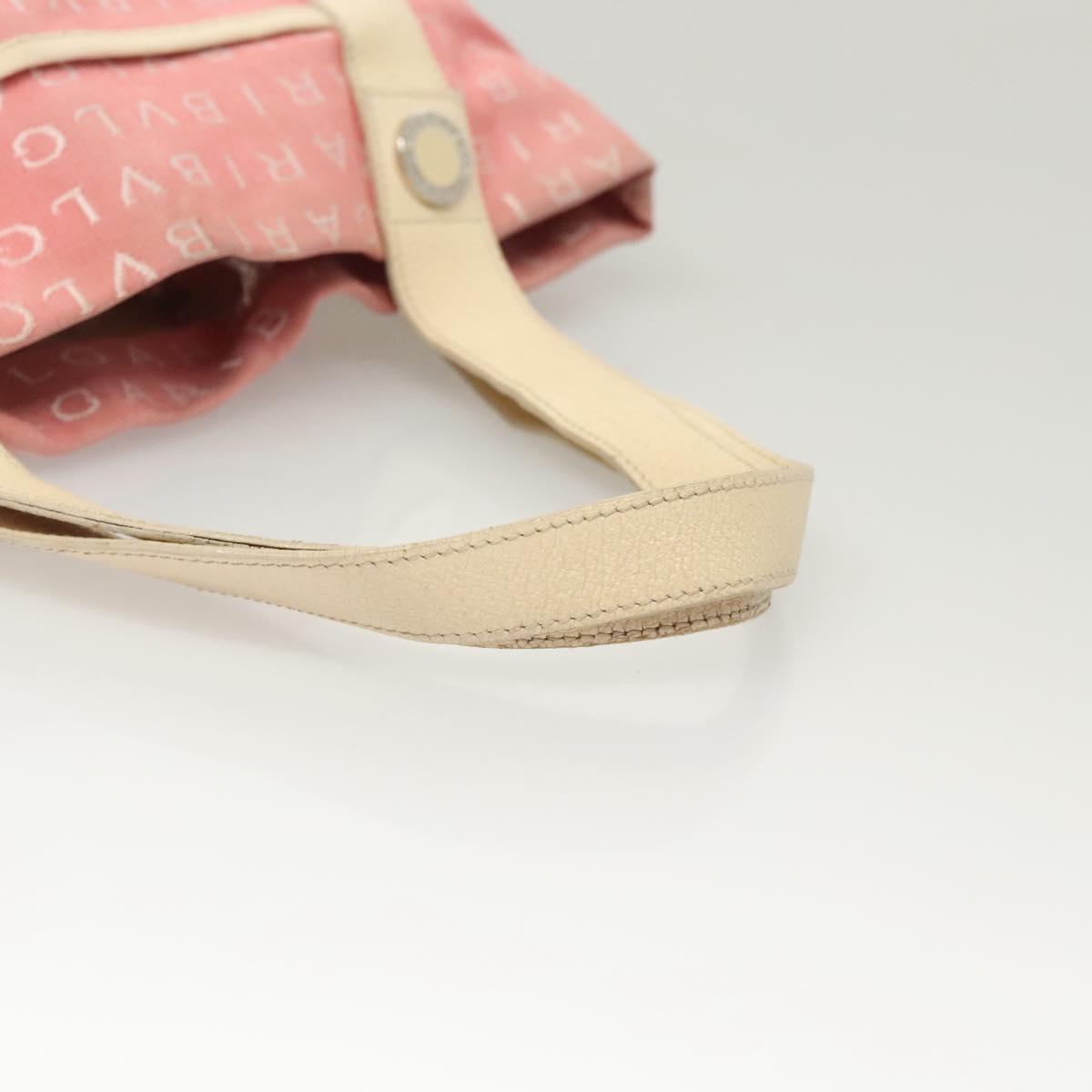 BVLGARI Hand Bag Canvas Pink Silver Auth 121218