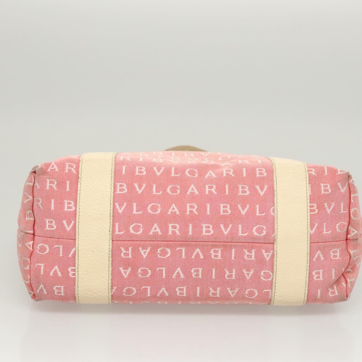 BVLGARI Hand Bag Canvas Pink Silver Auth 121218