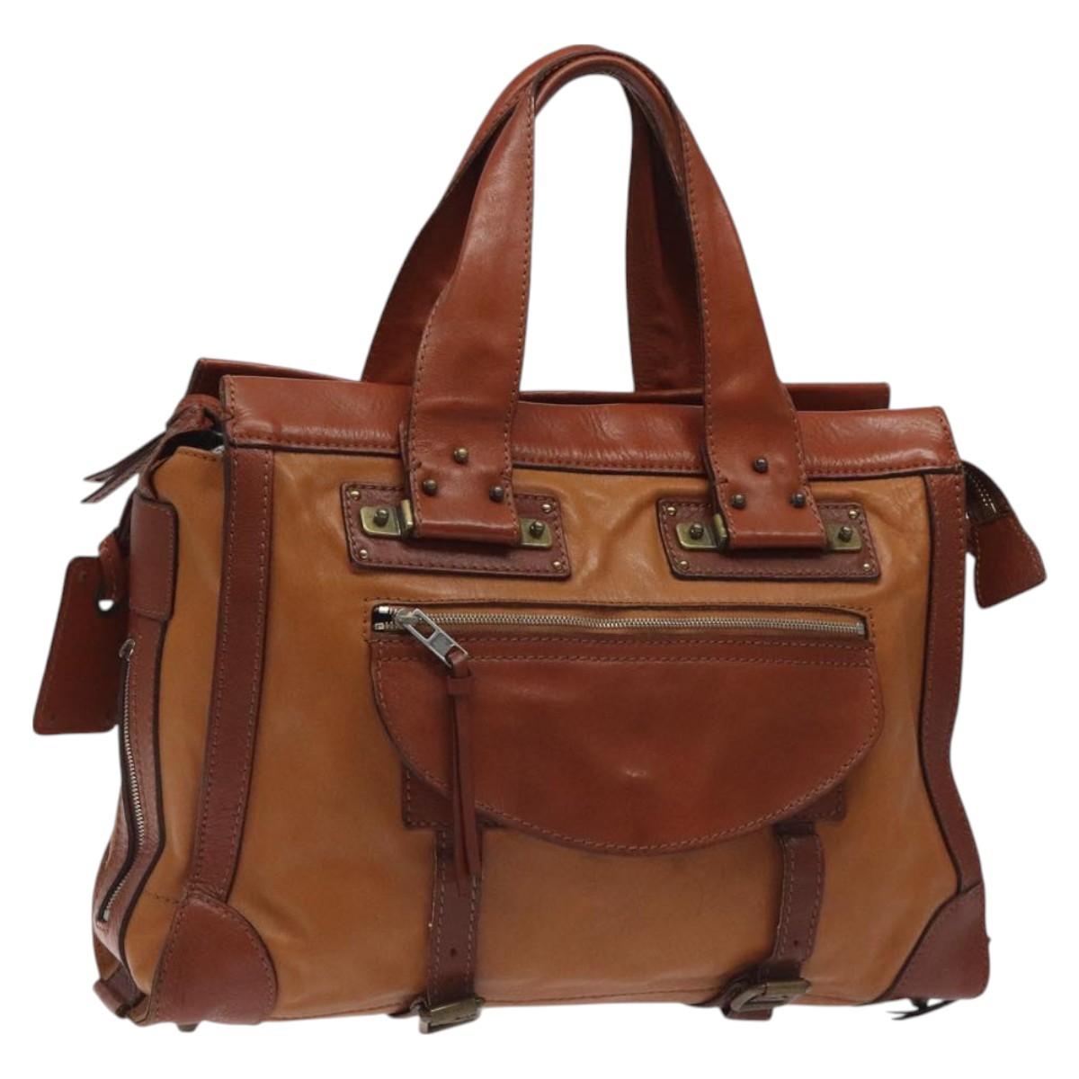 Chloe Tote Bag Leather Brown Auth 121219