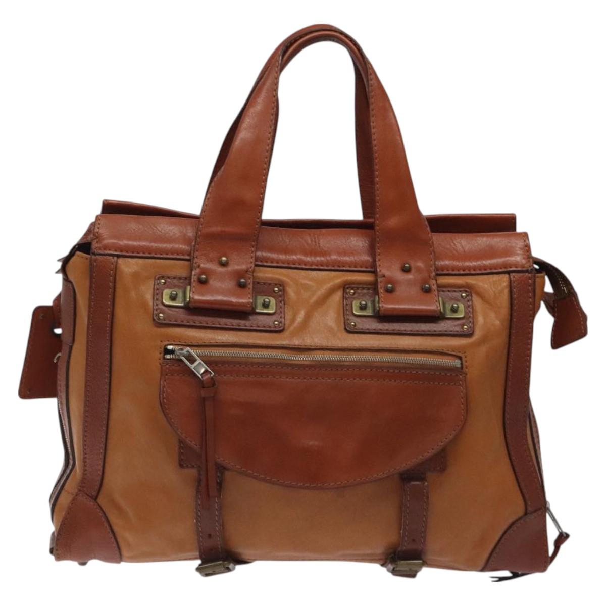 Chloe Tote Bag Leather Brown Auth 121219