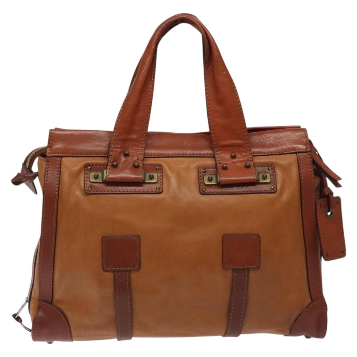 Chloe Tote Bag Leather Brown Auth 121219