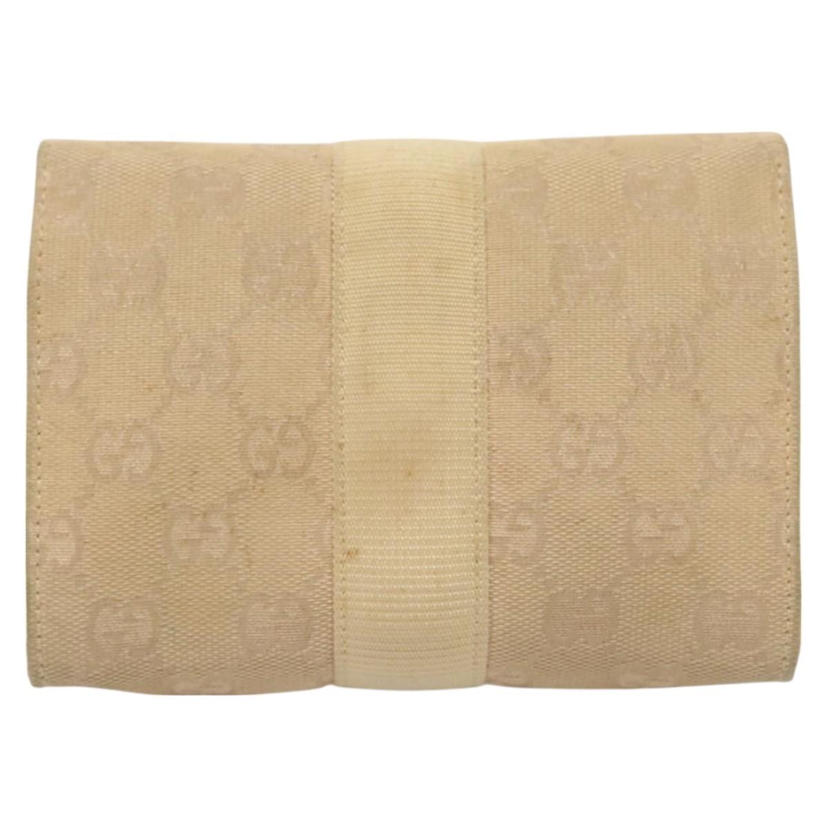 GUCCI GG Canvas Pouch Beige Auth 121227