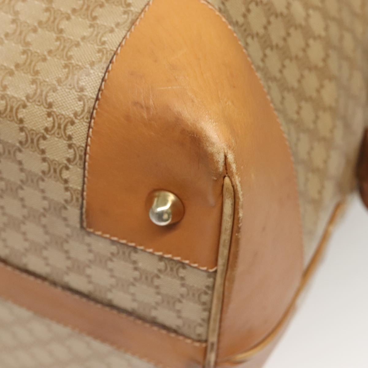 CELINE Macadam Canvas Boston Bag PVC Brown Gold Auth 121232