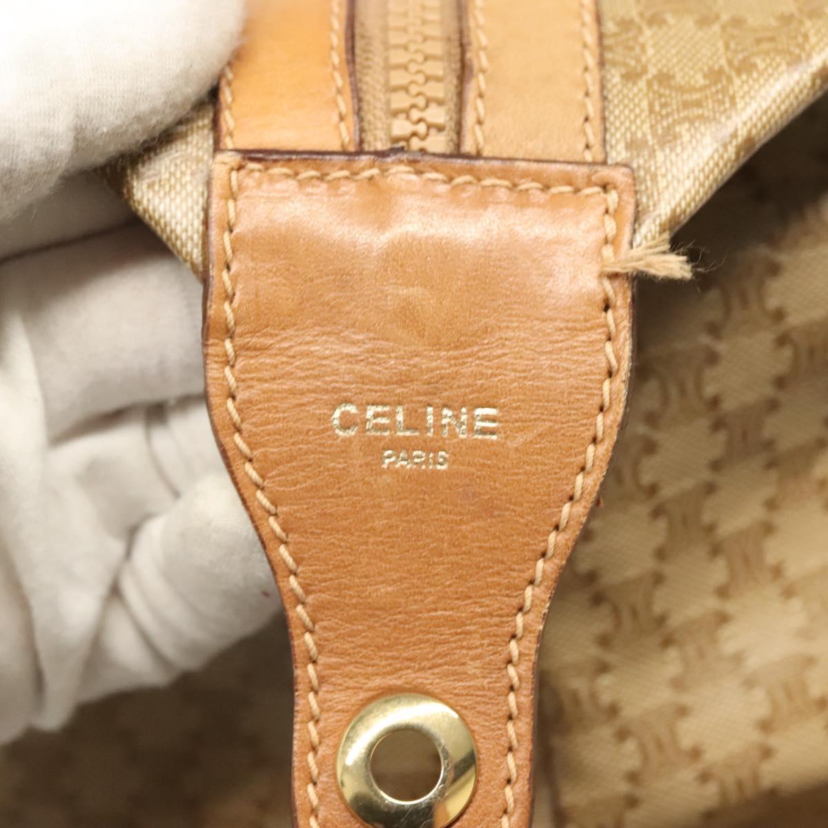 CELINE Macadam Canvas Boston Bag PVC Brown Gold Auth 121232