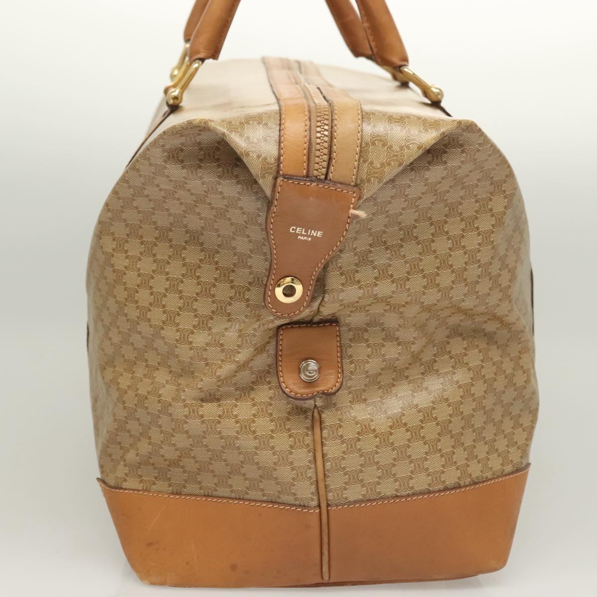 CELINE Macadam Canvas Boston Bag PVC Brown Gold Auth 121232