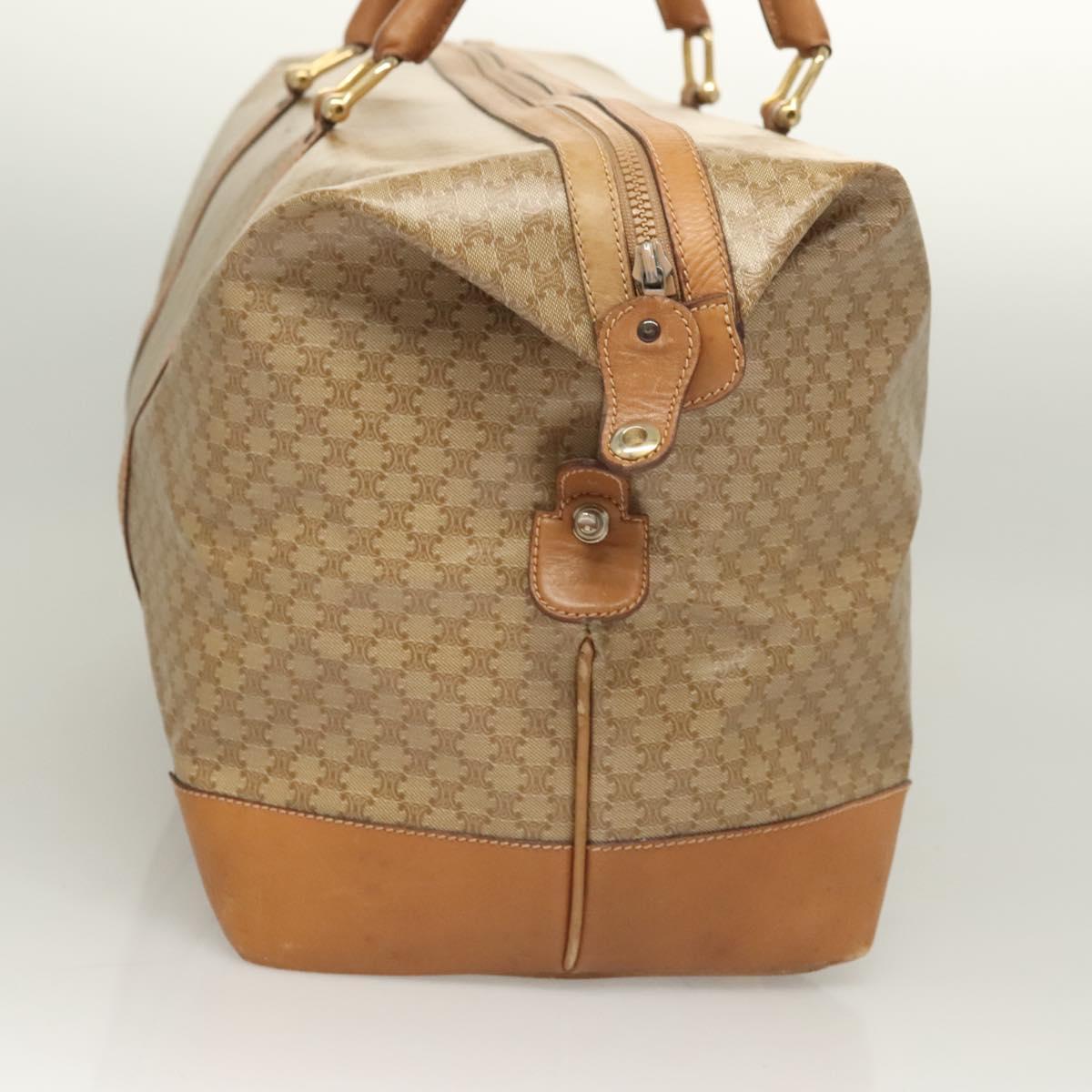 CELINE Macadam Canvas Boston Bag PVC Brown Gold Auth 121232