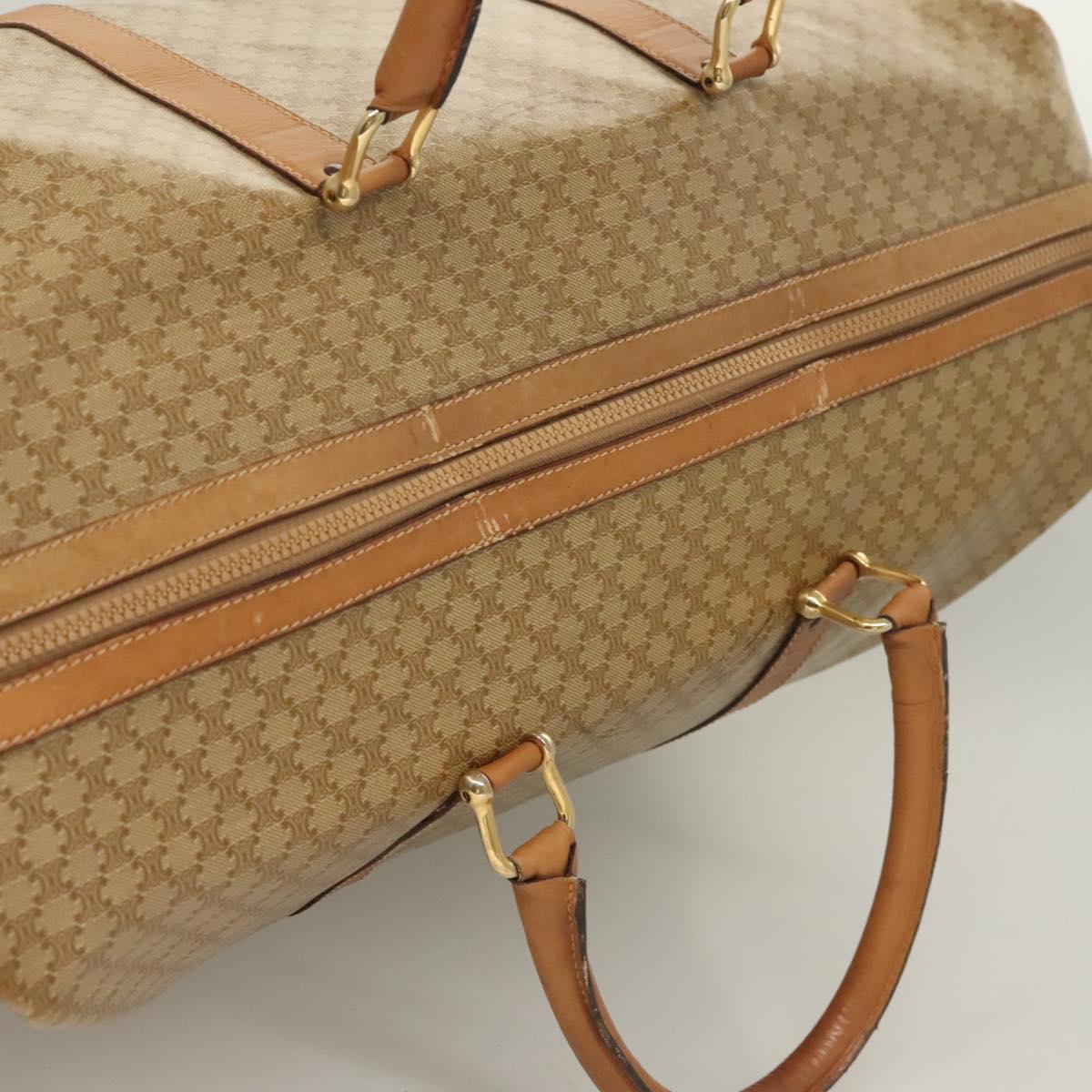 CELINE Macadam Canvas Boston Bag PVC Brown Gold Auth 121232