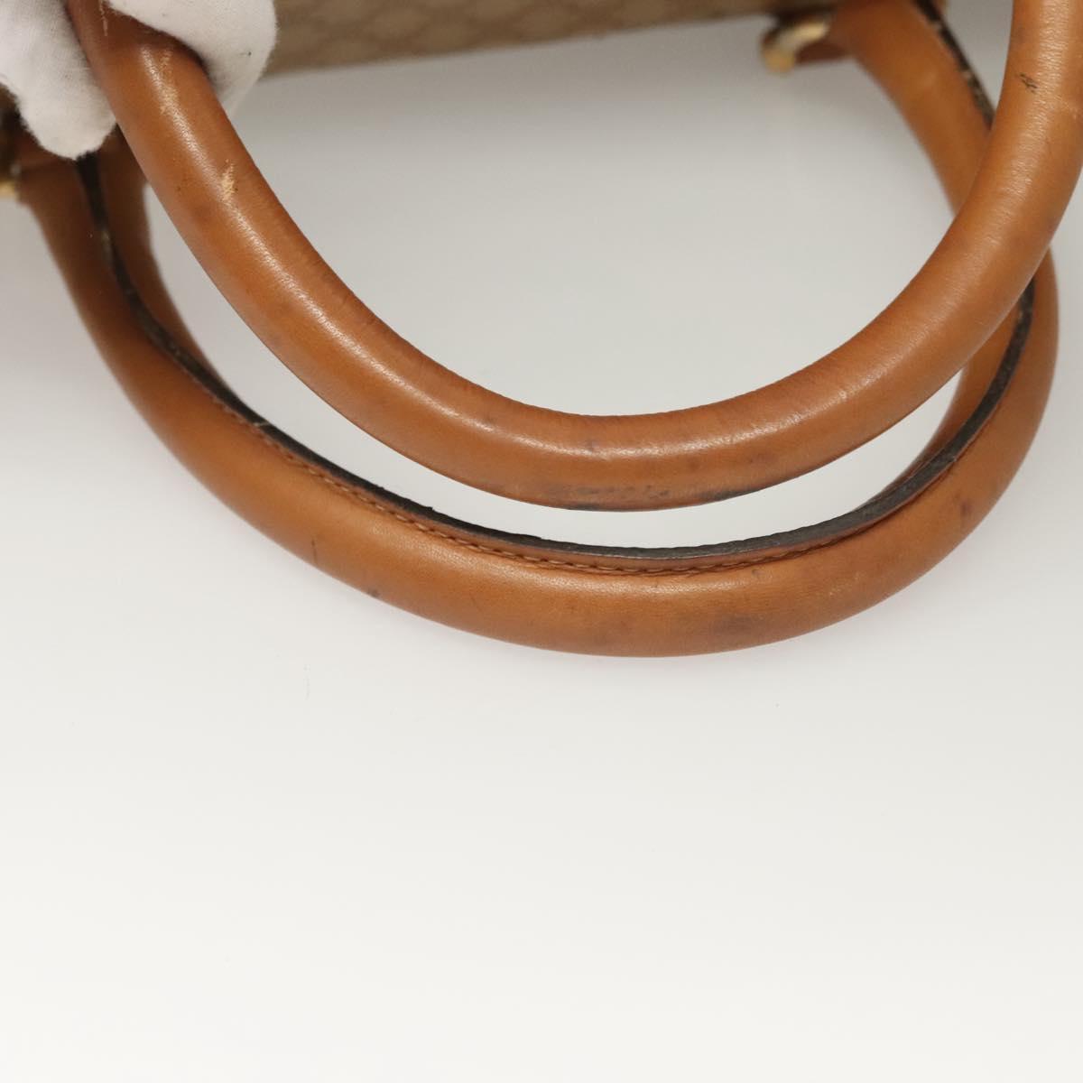 CELINE Macadam Canvas Boston Bag PVC Brown Gold Auth 121232