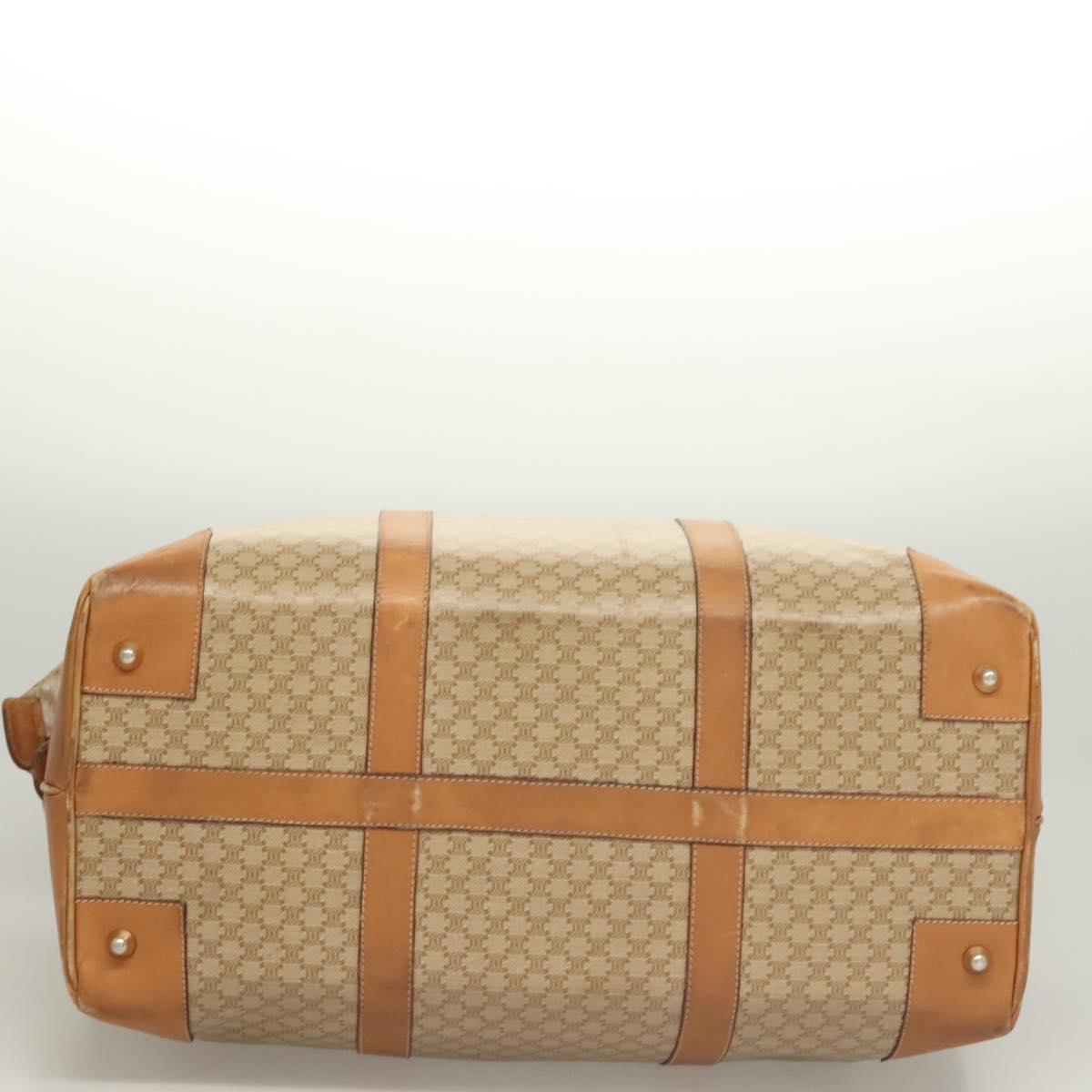 CELINE Macadam Canvas Boston Bag PVC Brown Gold Auth 121232