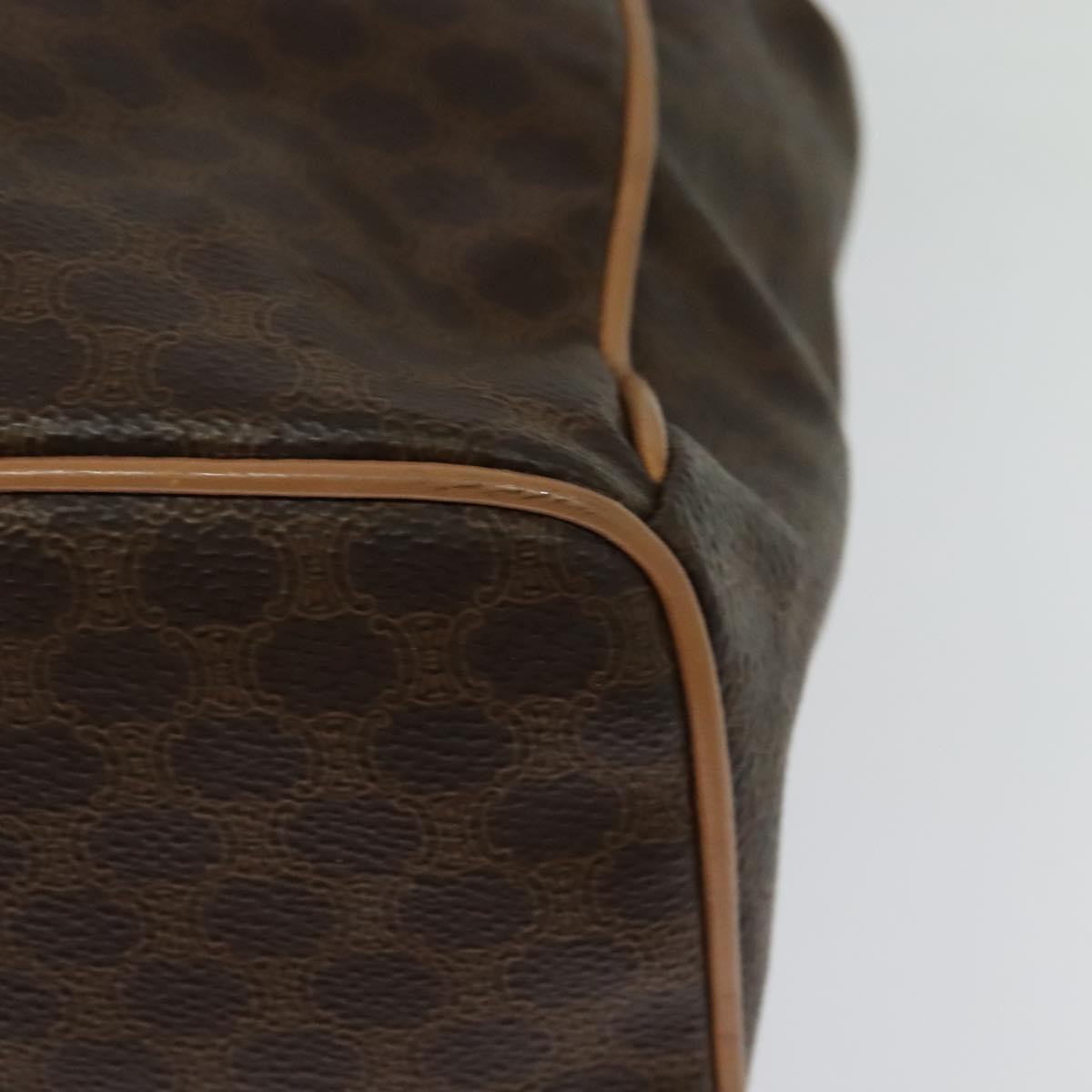 CELINE Macadam Canvas Backpack PVC Leather Brown Gold Auth 121237