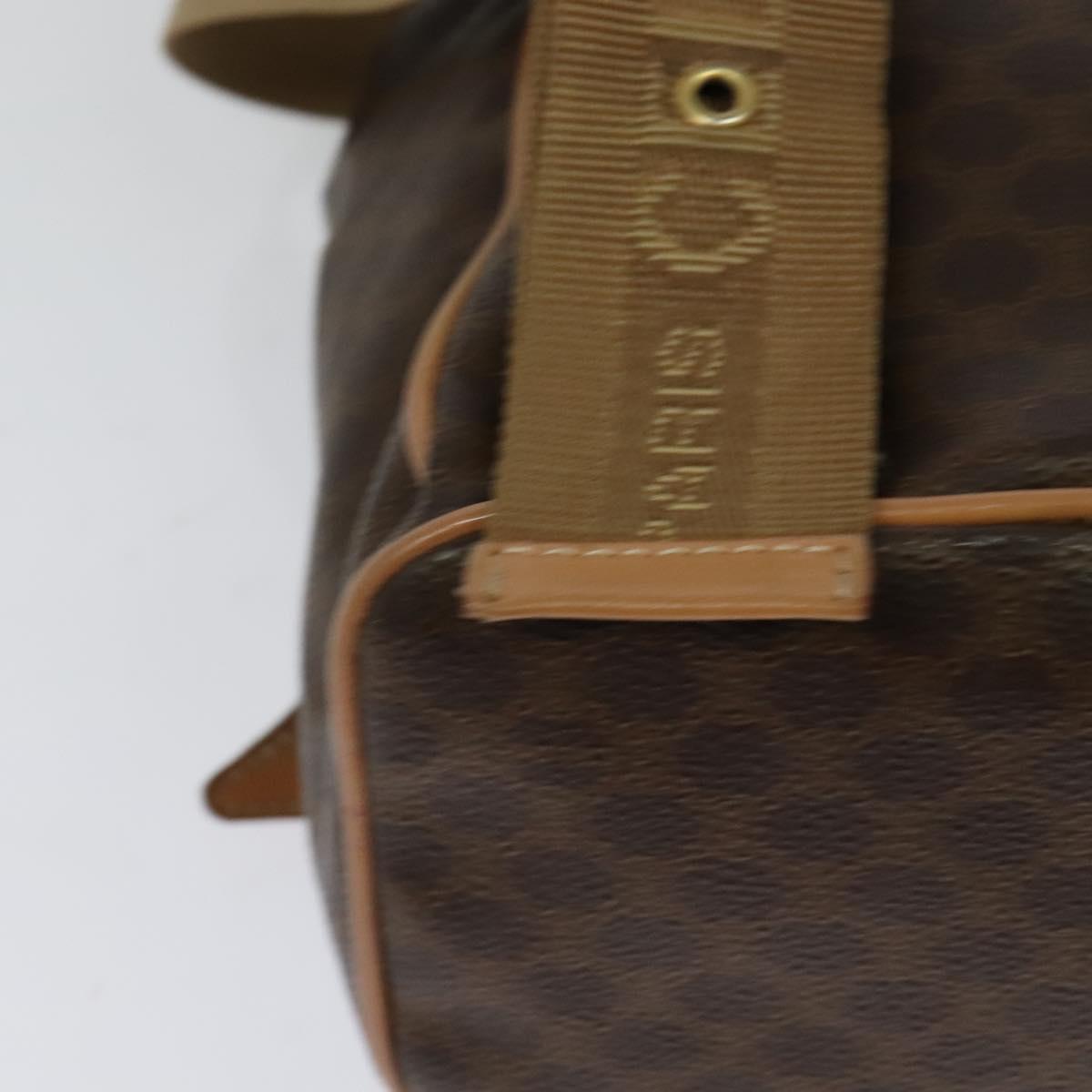 CELINE Macadam Canvas Backpack PVC Leather Brown Gold Auth 121237