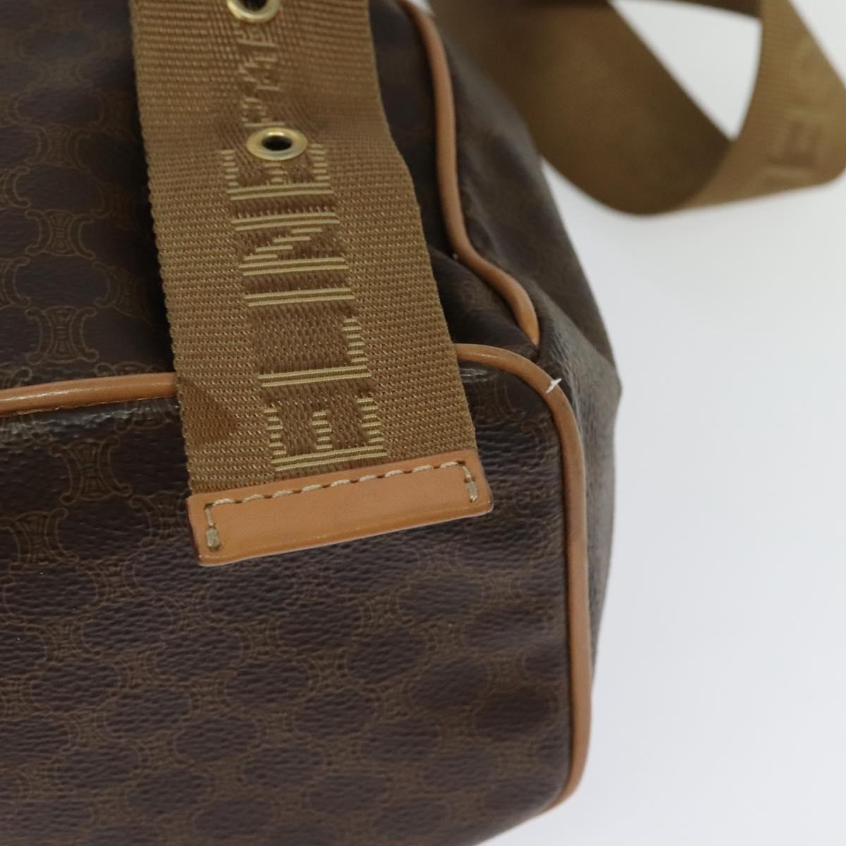CELINE Macadam Canvas Backpack PVC Leather Brown Gold Auth 121237
