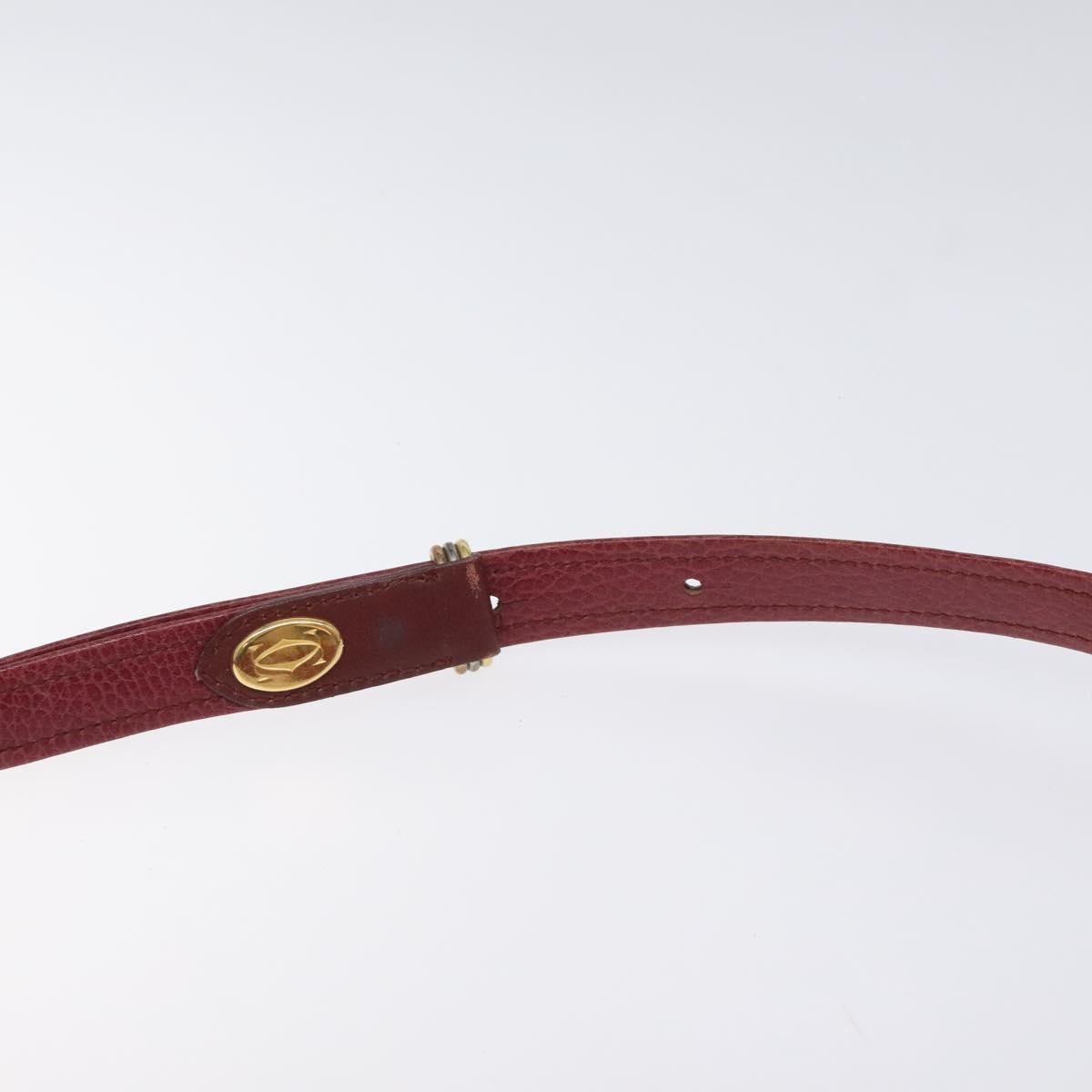 CARTIER Shoulder Bag Leather Bordeaux Gold Auth 121239
