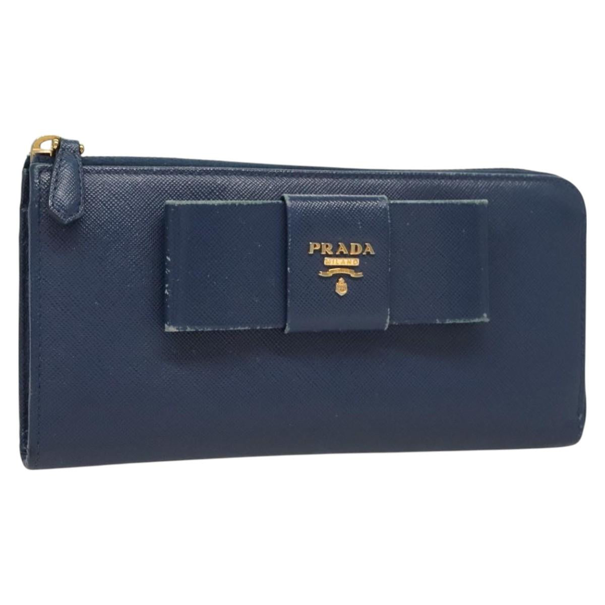 PRADA Long Wallet Safiano leather Blue Auth 121255
