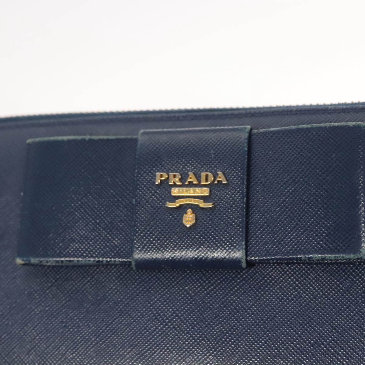 PRADA Long Wallet Safiano leather Blue Auth 121255