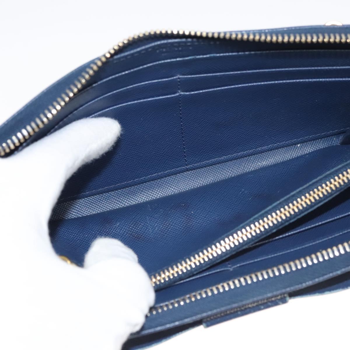 PRADA Long Wallet Safiano leather Blue Auth 121255
